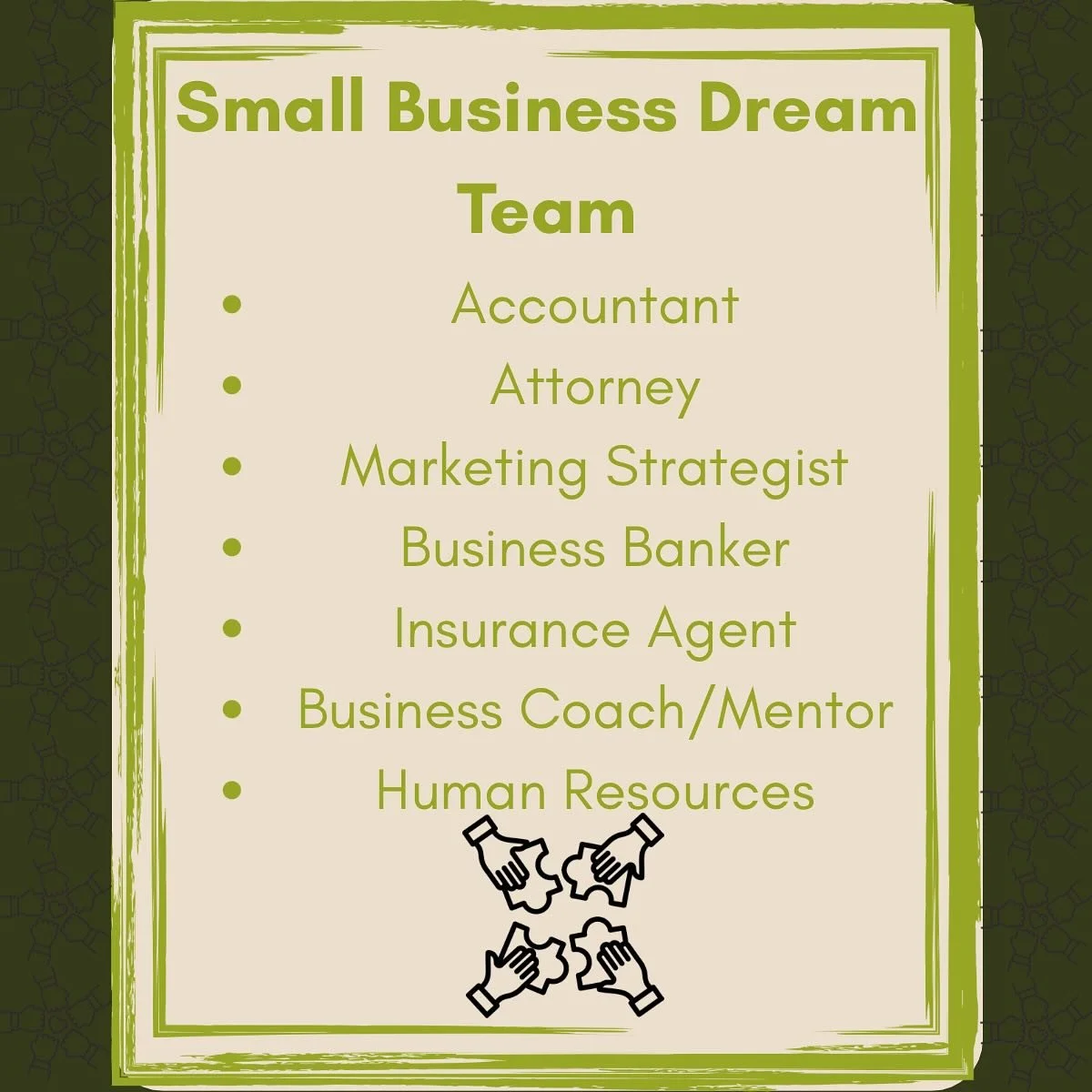 No business owner does it alone. We all work in community to fulfill the mission of our business and execute our vision so we can achieve our dreams. 

Who is on your team?
#jhuntermba