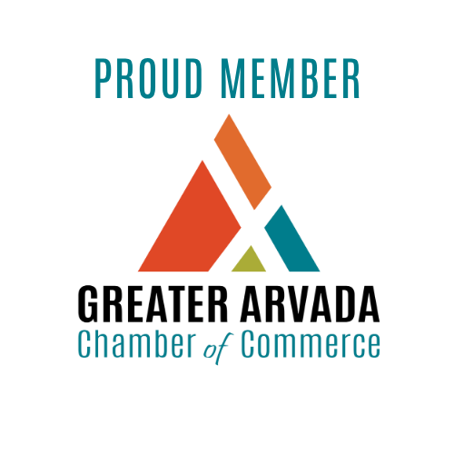 Proud member of the Greater Arvada Chamber of Commerce logo with stylized geometric mountain design