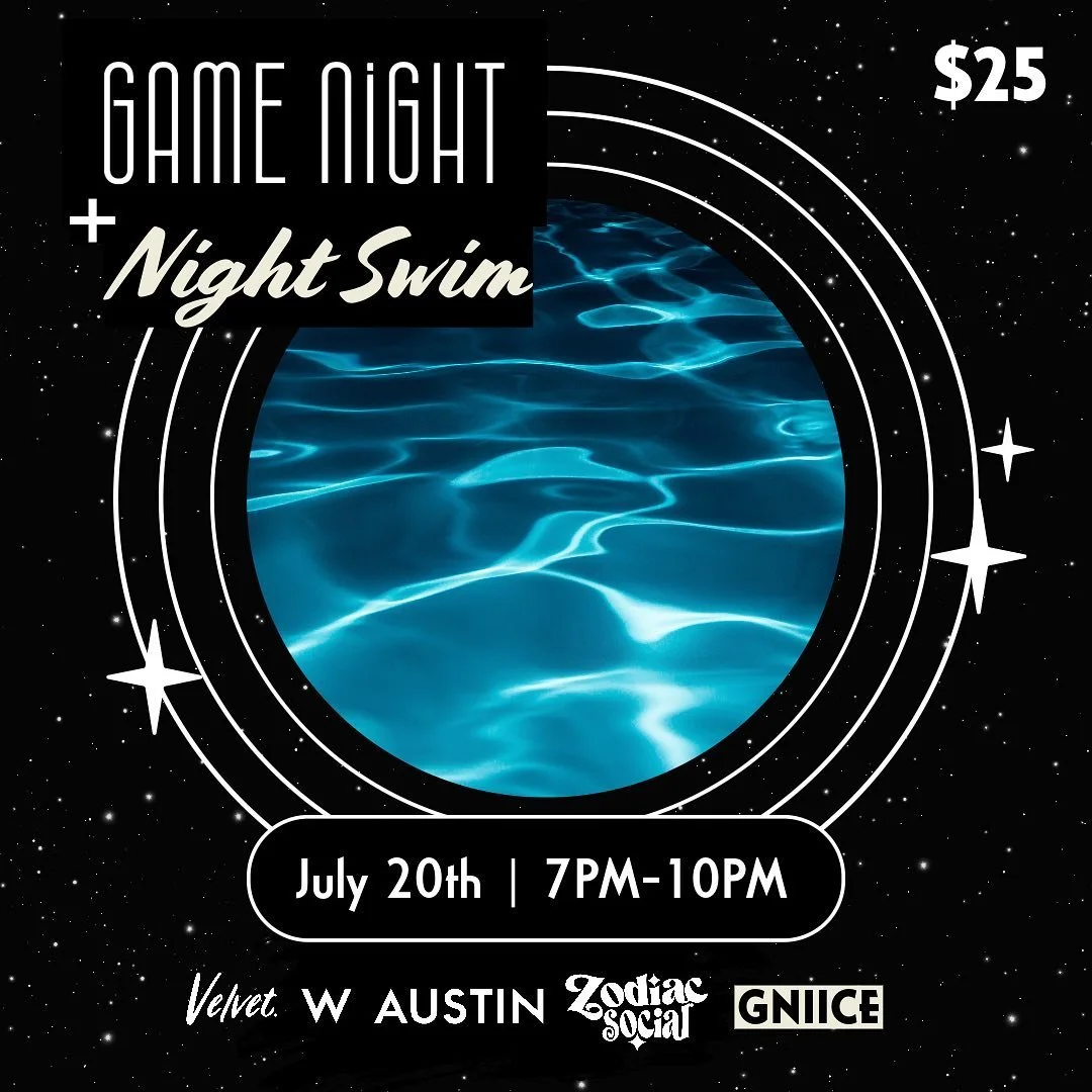 When you first meet someone, do you ask "What's your sign?"... Let @playzodiacsocial break the ice for you on July 20th @waustin for the monthly #nightswim experience.
@gniice_ will be cutting up on them boards and providing the jamming sou