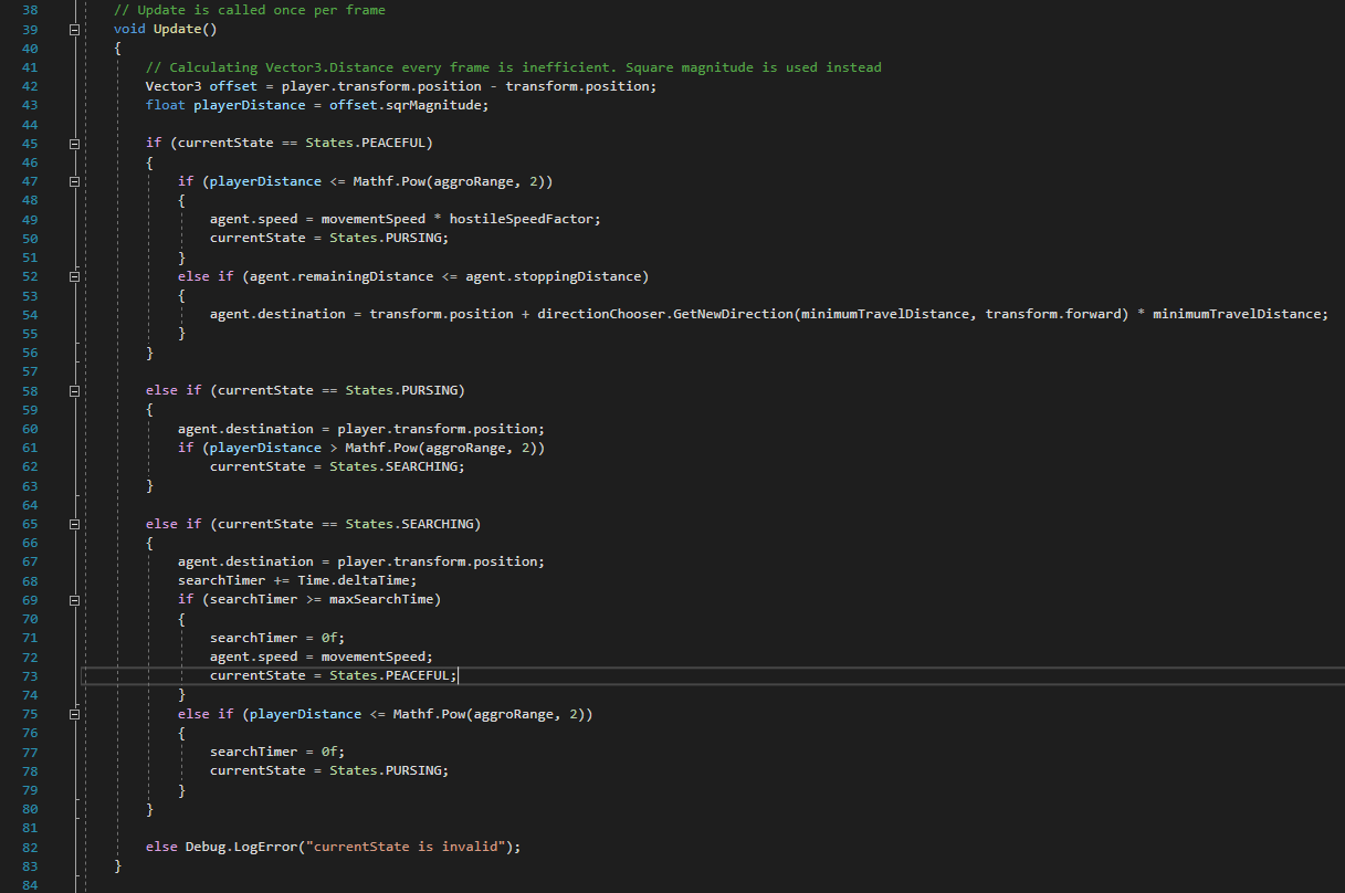 State Machine Driver code snippet