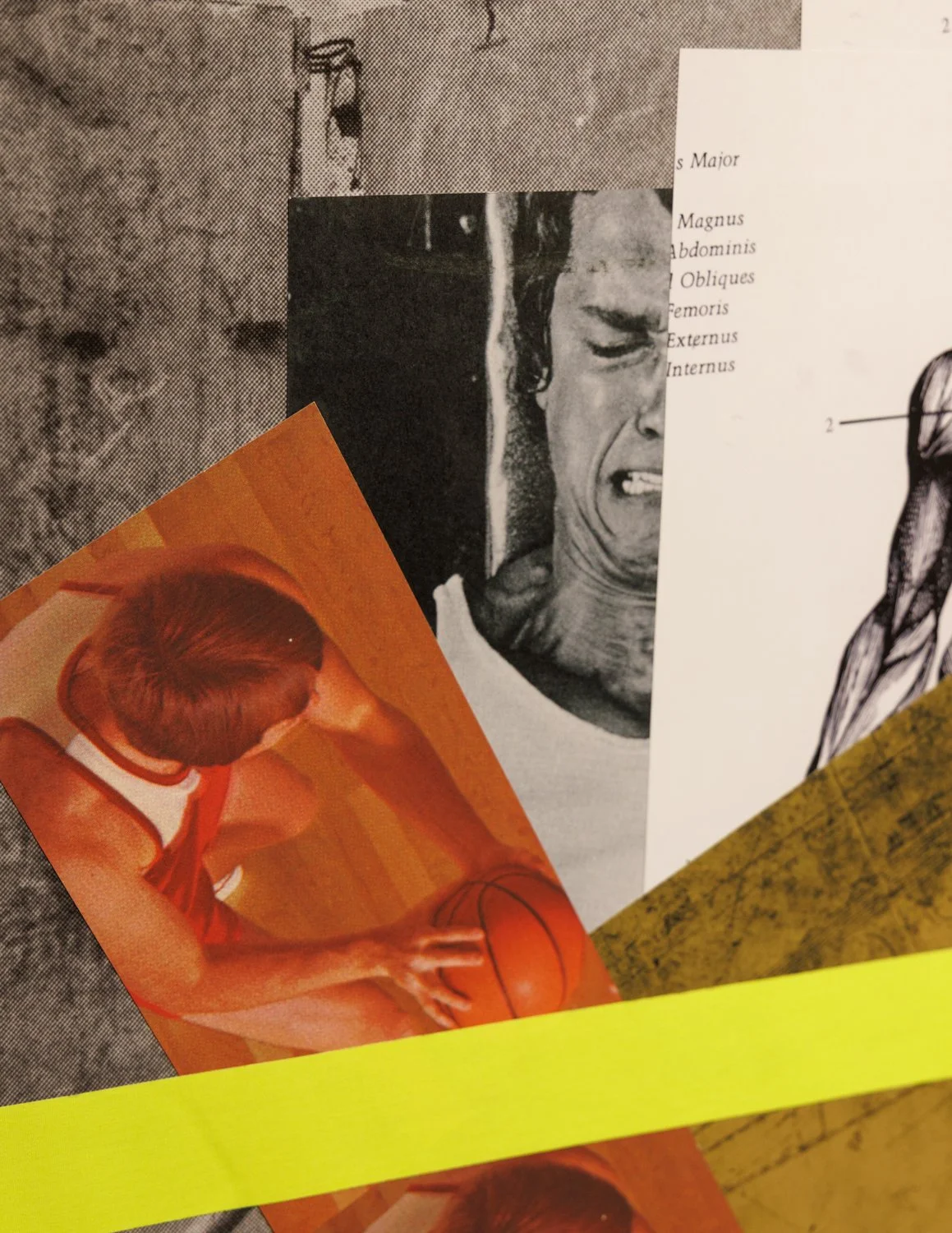 High-Level (2025) (detail shot)  wood, inkjet prints, adhesive, gaffers tape, and painters tape.