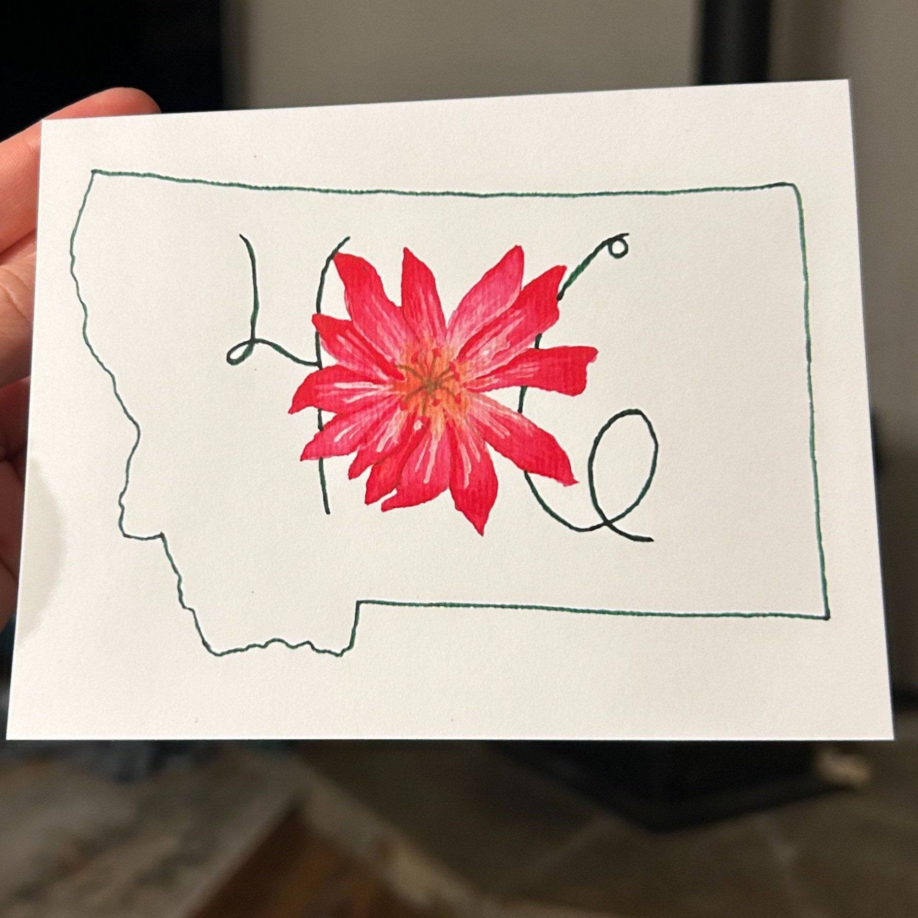 Watercolor and Ink pen reprinted on Linen cardstock
