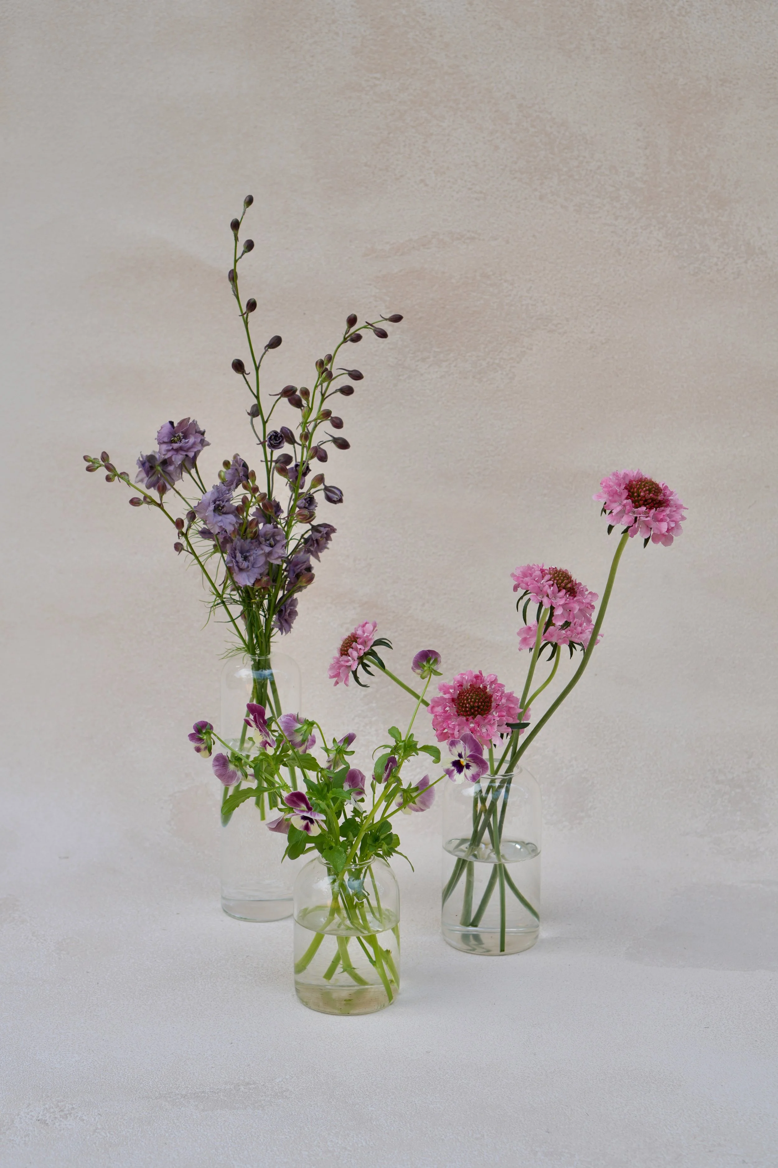 Bud vase trio, brights