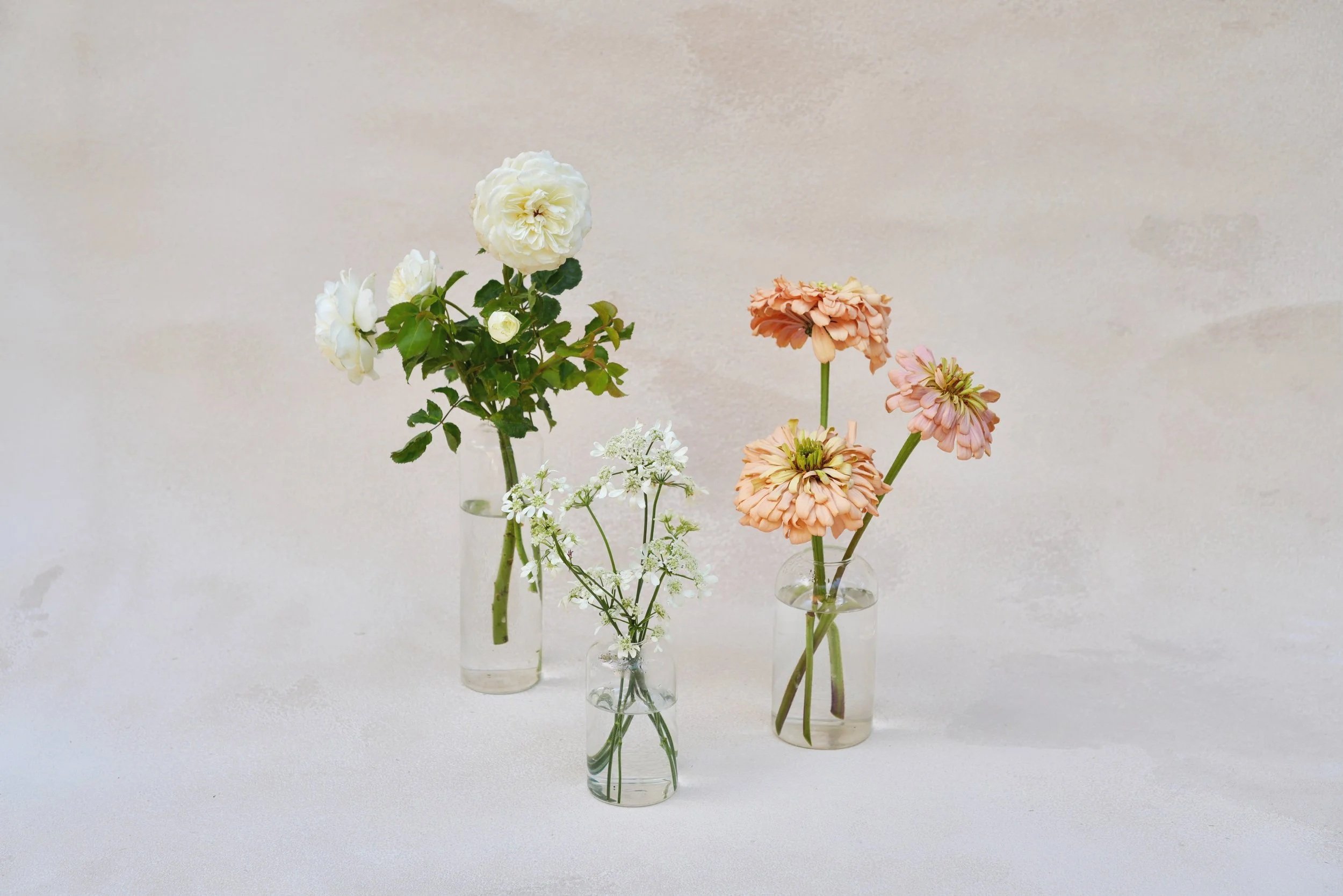 Bud vase trio, neutrals