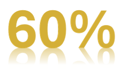 Gold-colored percentage numbers with a yellow line underneath, displaying '60%', '80%', and '<8%'.