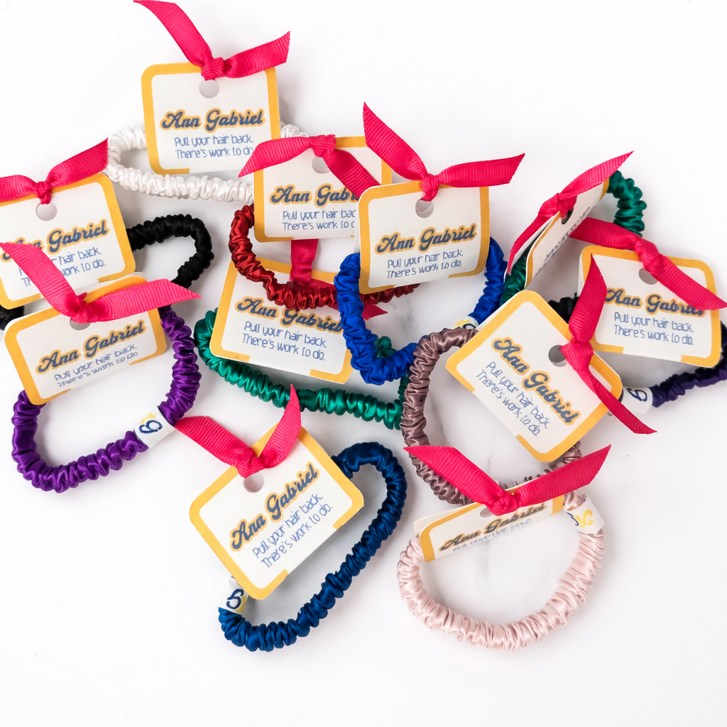 Silk Scrunchies in red, green, navy, pink, black
