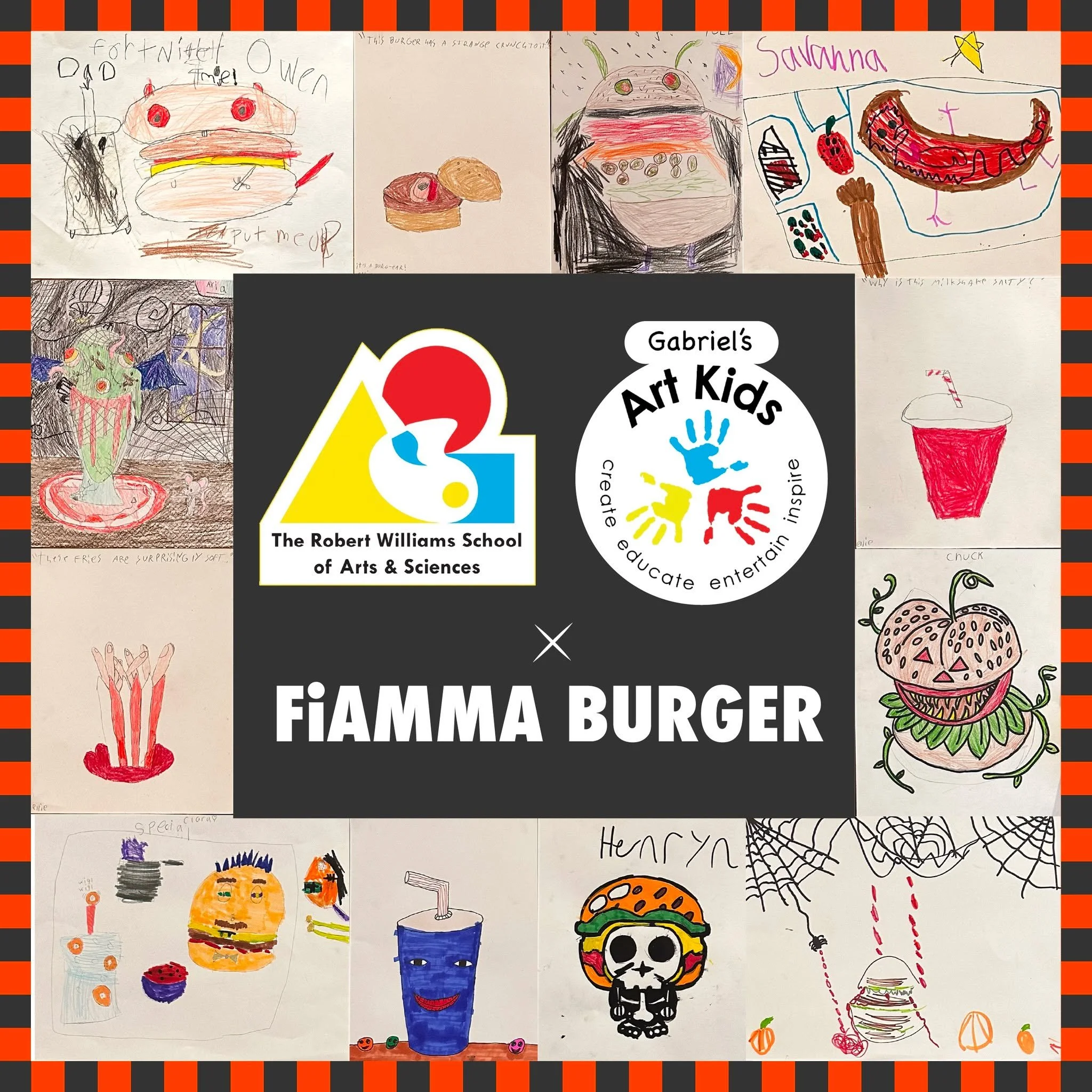 It&rsquo;s a GAK ATTACK 🖍️🎃🍔 

We asked students at @gabrielsartkids  and @robertwilliamsschool  to imagine up some spooky specials for Fiamma Burger! Come check out their boo-tiful burgers and ghoulish goodies up in the shop through Halloween wee