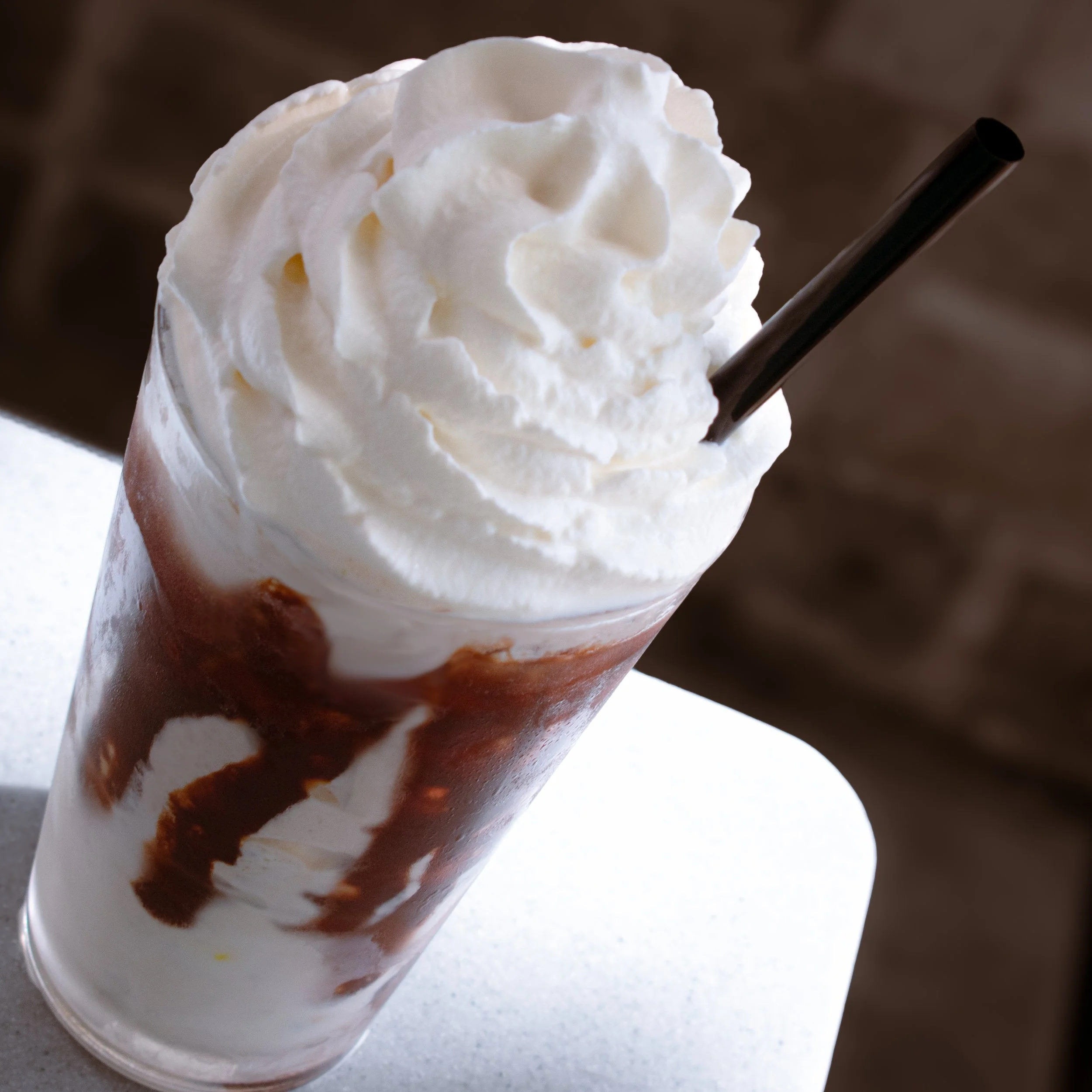 Fiamma Specialty Milkshake with Peanut Butter, Reeses Pieces, Chocolate and pretzels.