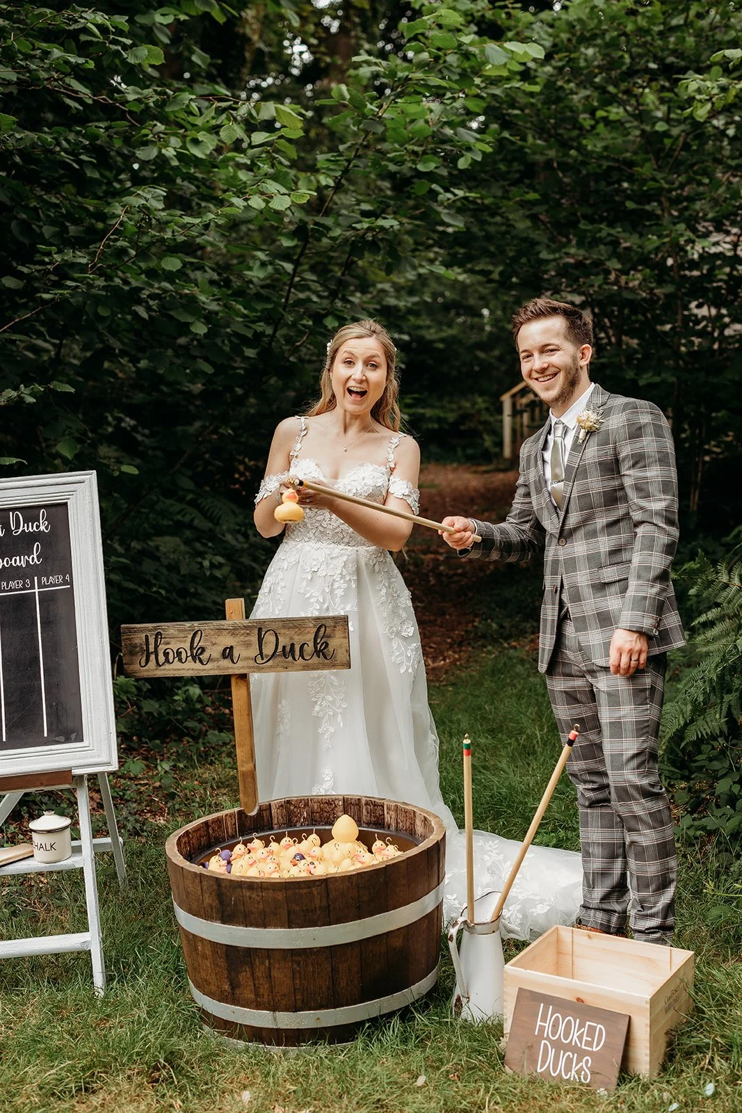 Bride & Groom playing Hook a Duck