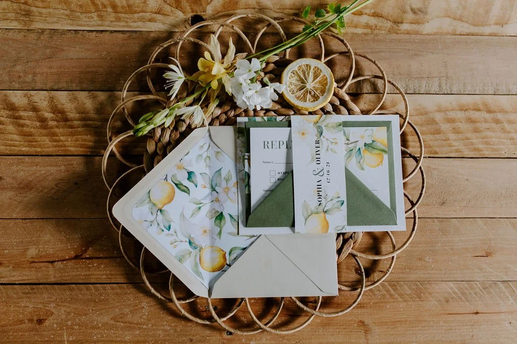 Wedding Stationery Set - Citrus Style - With Mae & Maple Prop & Decor Hire