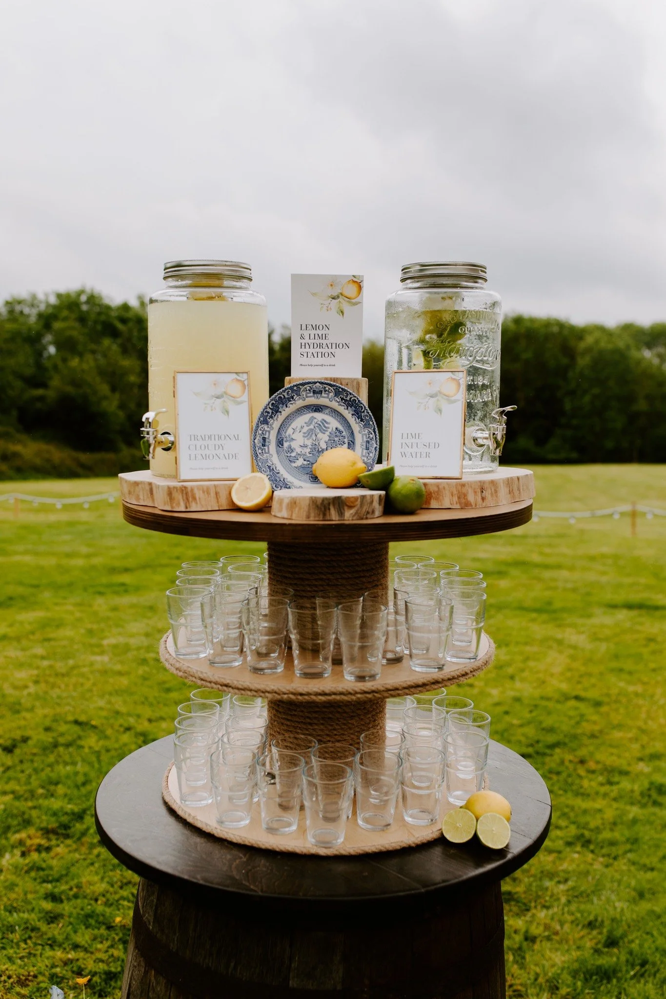 Hydration Statione made out of recycled cable drums - hired from Mae & Maple Prop & Decor Hire