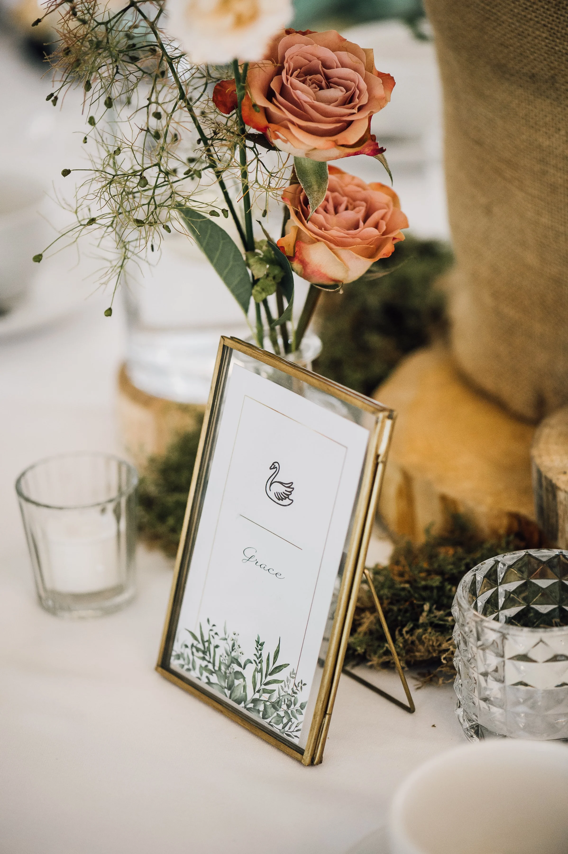 Gold edged frame - table name