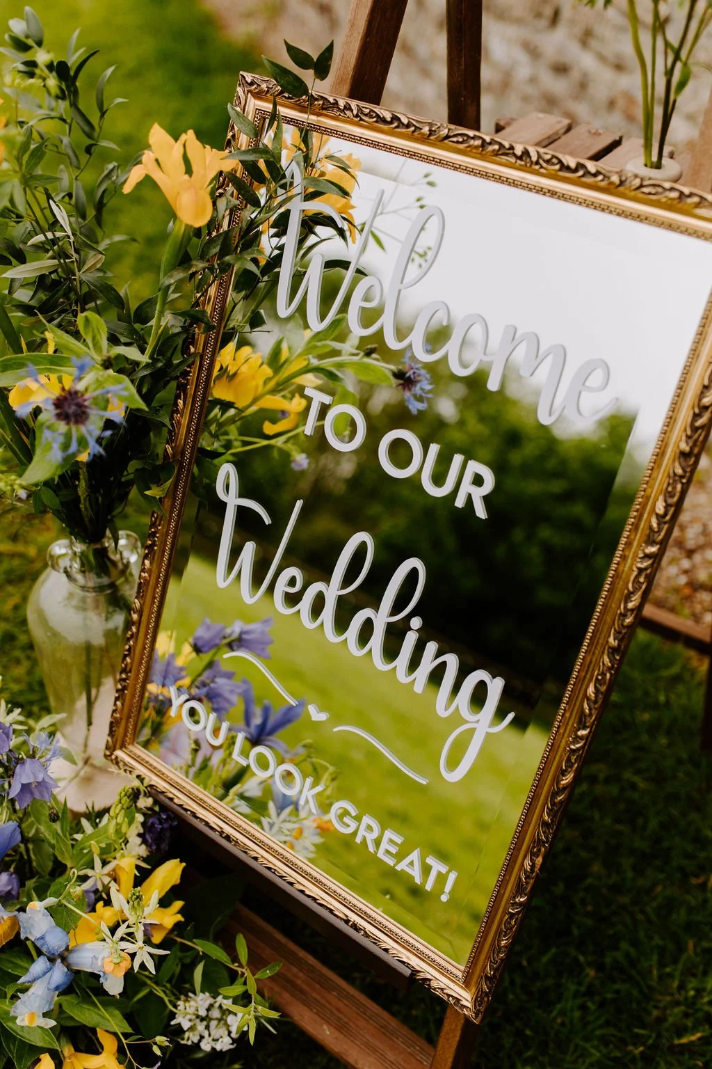 Welcome to our Wedding Sign on a rustic ladder - hire from Mae & Maple Prop & Decor Hire