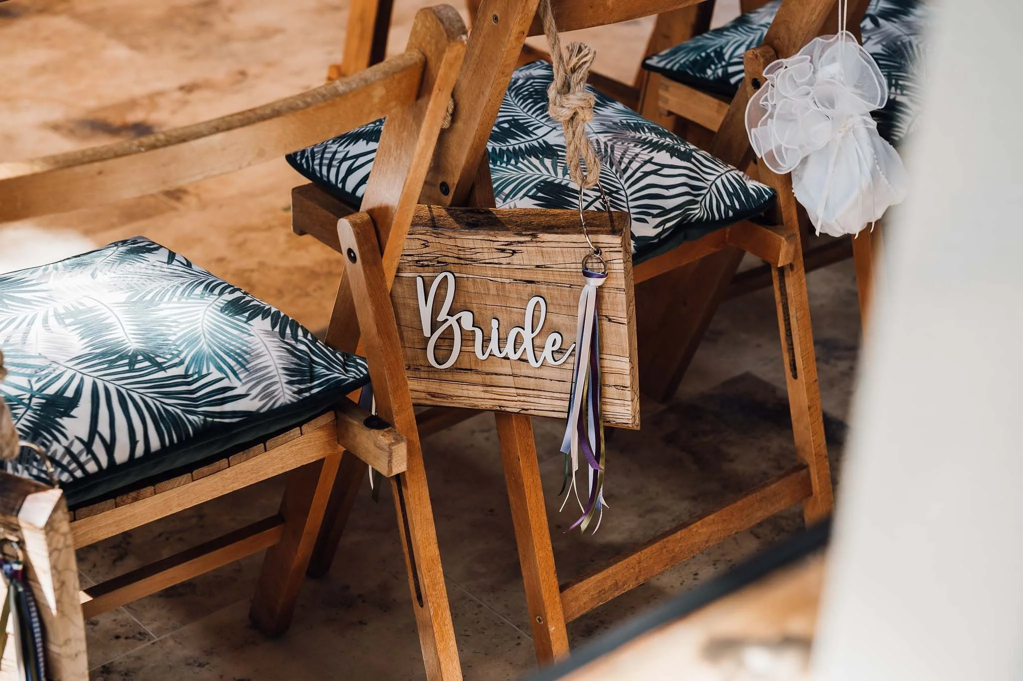 Wooden bride sign