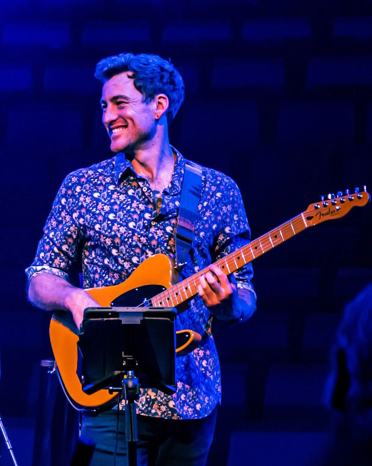 Nathan Barraclough playing a Fender Telecaster playing for Stellar Perry at the Art House Wyong.