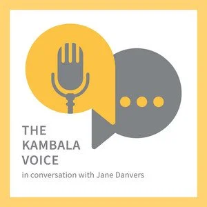Cover art for 'The Kambala Voice' podcast featuring a yellow microphone icon and gray speech bubble with yellow dots, with text indicating a conversation with Jane Danvers.
