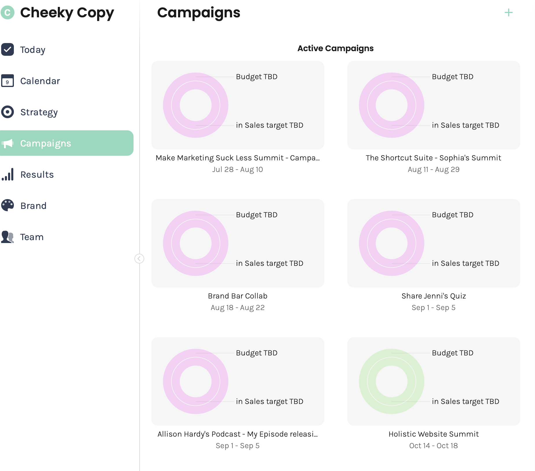 a screenshot of my launch season 2025 campaigns page in enji