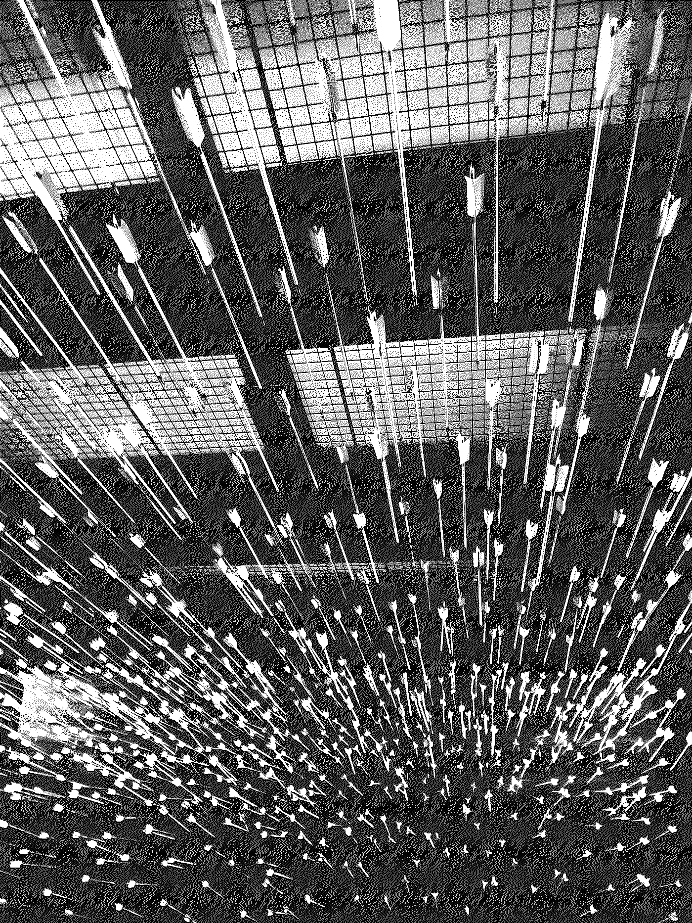 Contemporary chandelier with numerous small LED lights in a geometric pattern hanging from the ceiling.