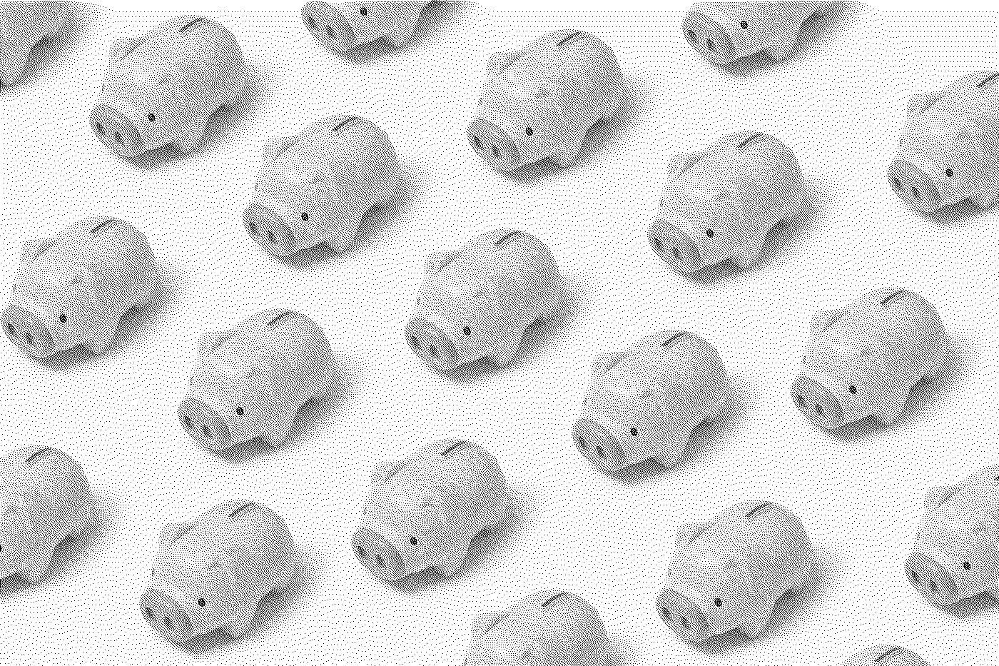 Pattern of white piggy banks on a white background.