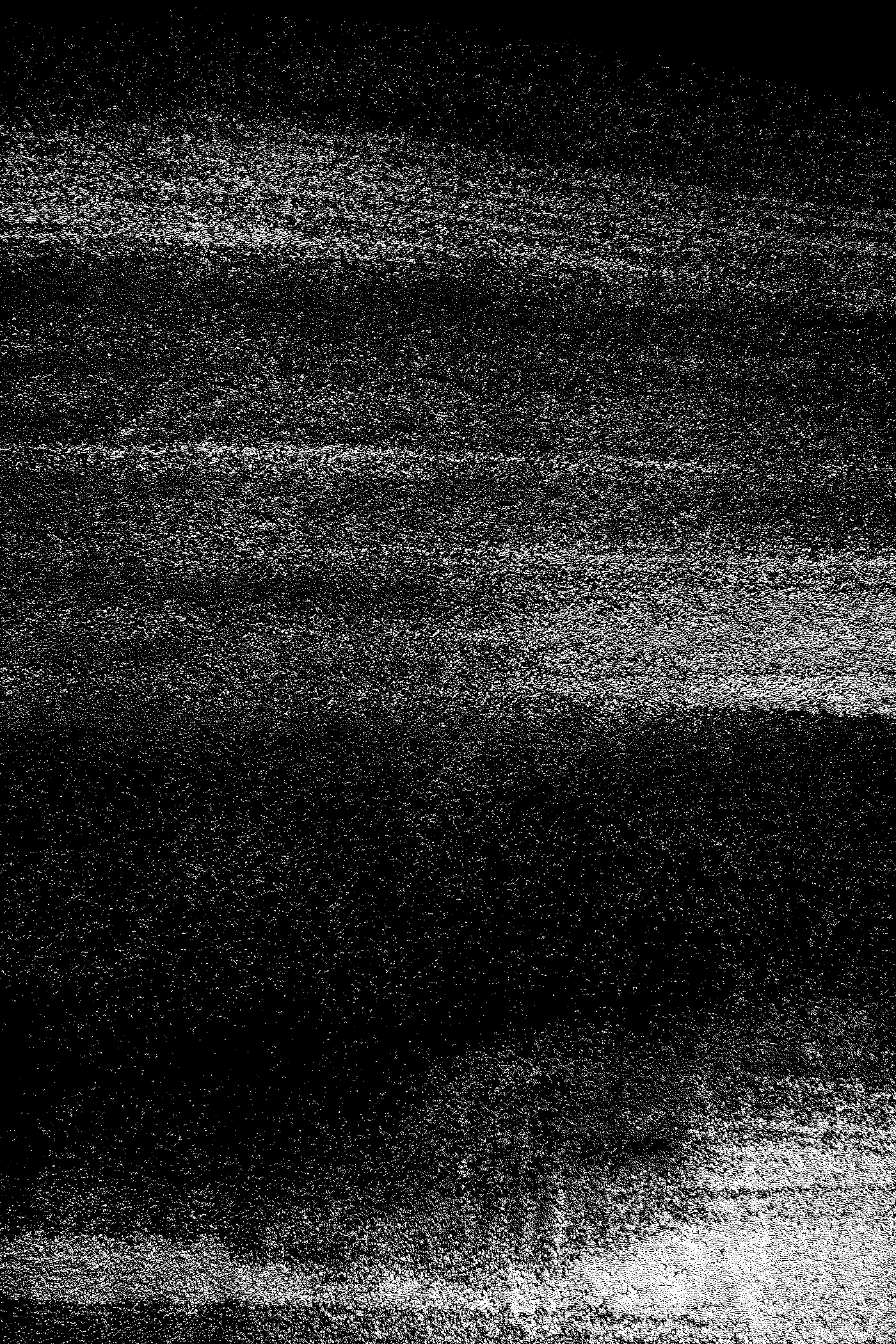 A black background with white speckled noise pattern resembling static or TV interference.