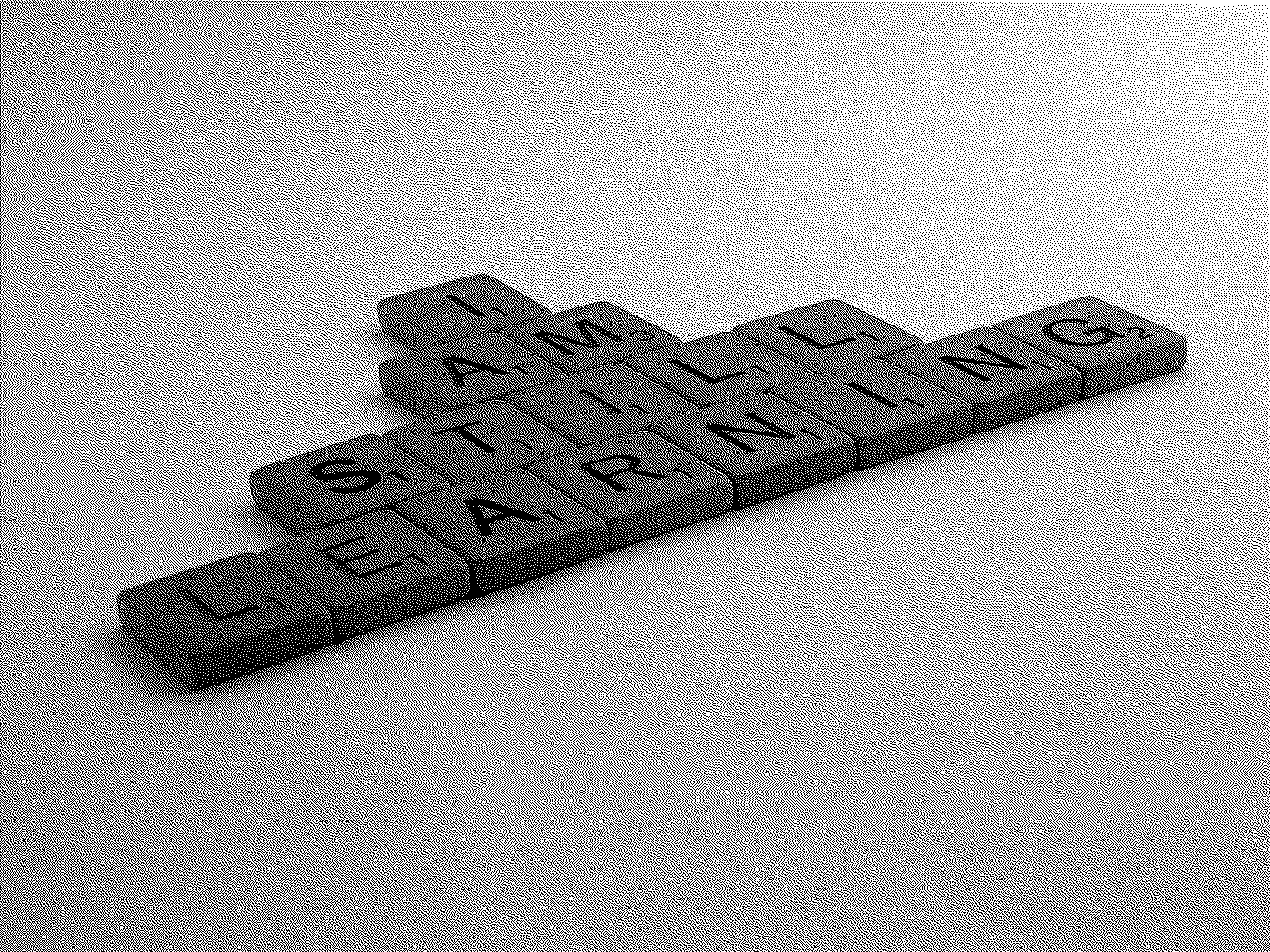 Set of black plastic letter tiles spelling out the words 'I AM FALLING' on a white background.