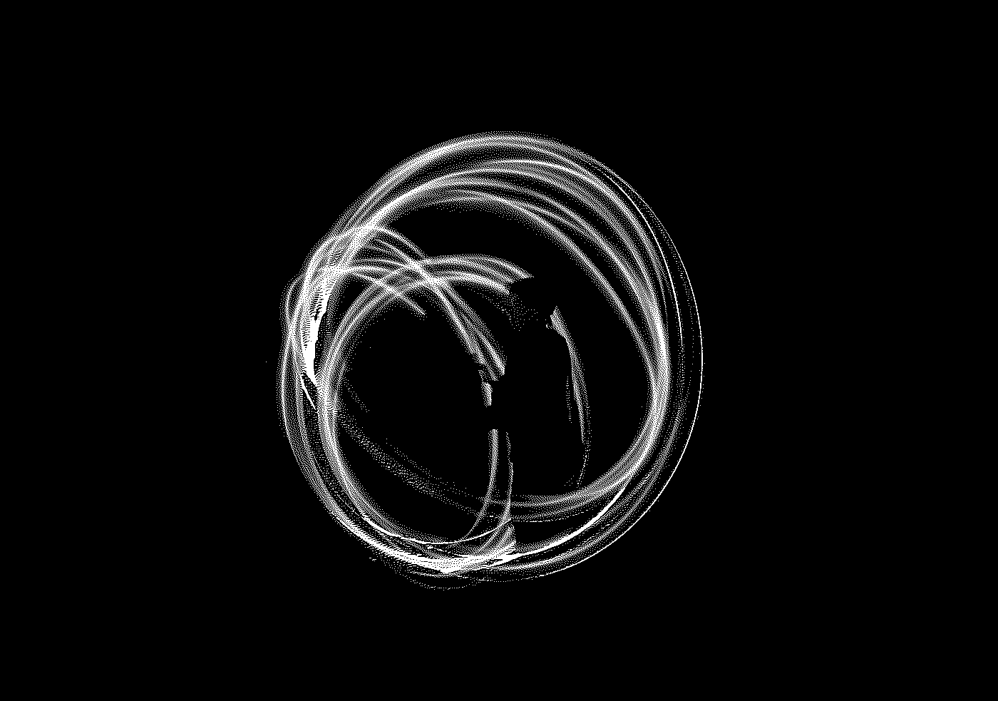 Light trails creating a spherical shape in a dark environment.