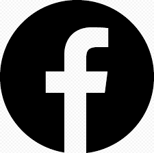 Facebook logo with white lowercase 'f' on a black circular background.