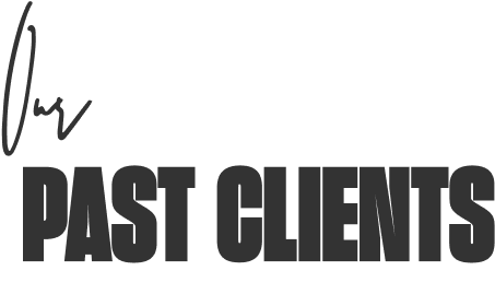 Logo with the text 'The PAST CLIENTS' in bold black letters and a handwritten signature above.