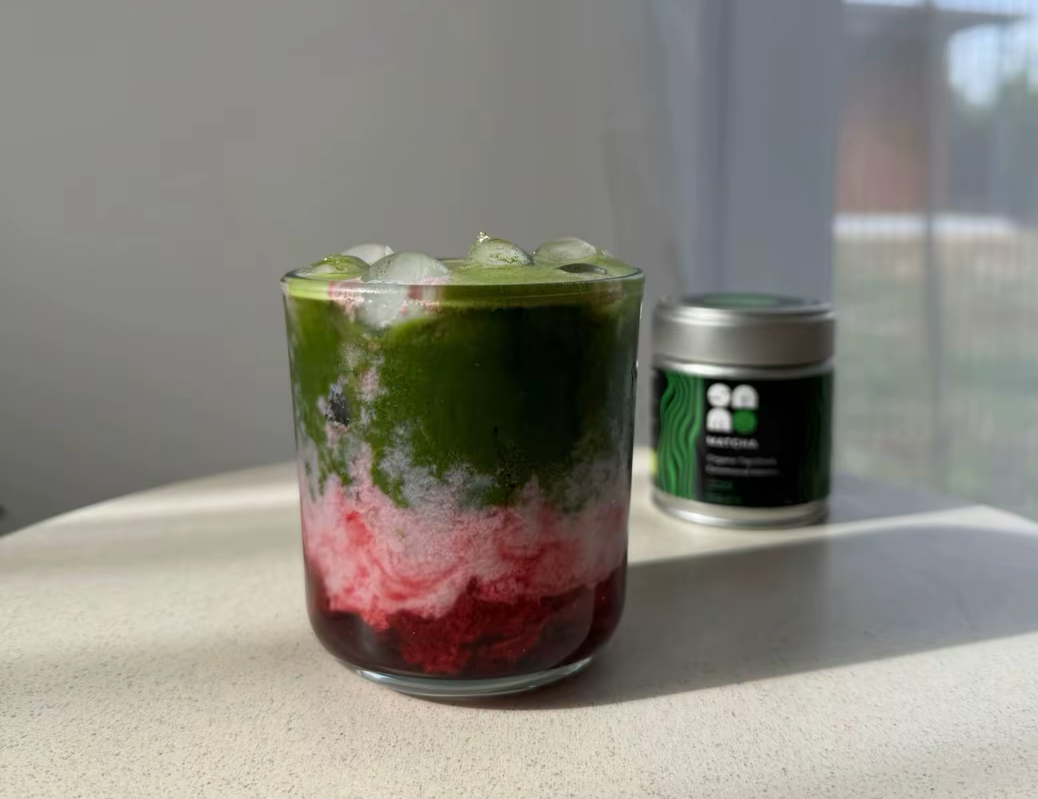Cherry Compote Matcha Latte Recipe
