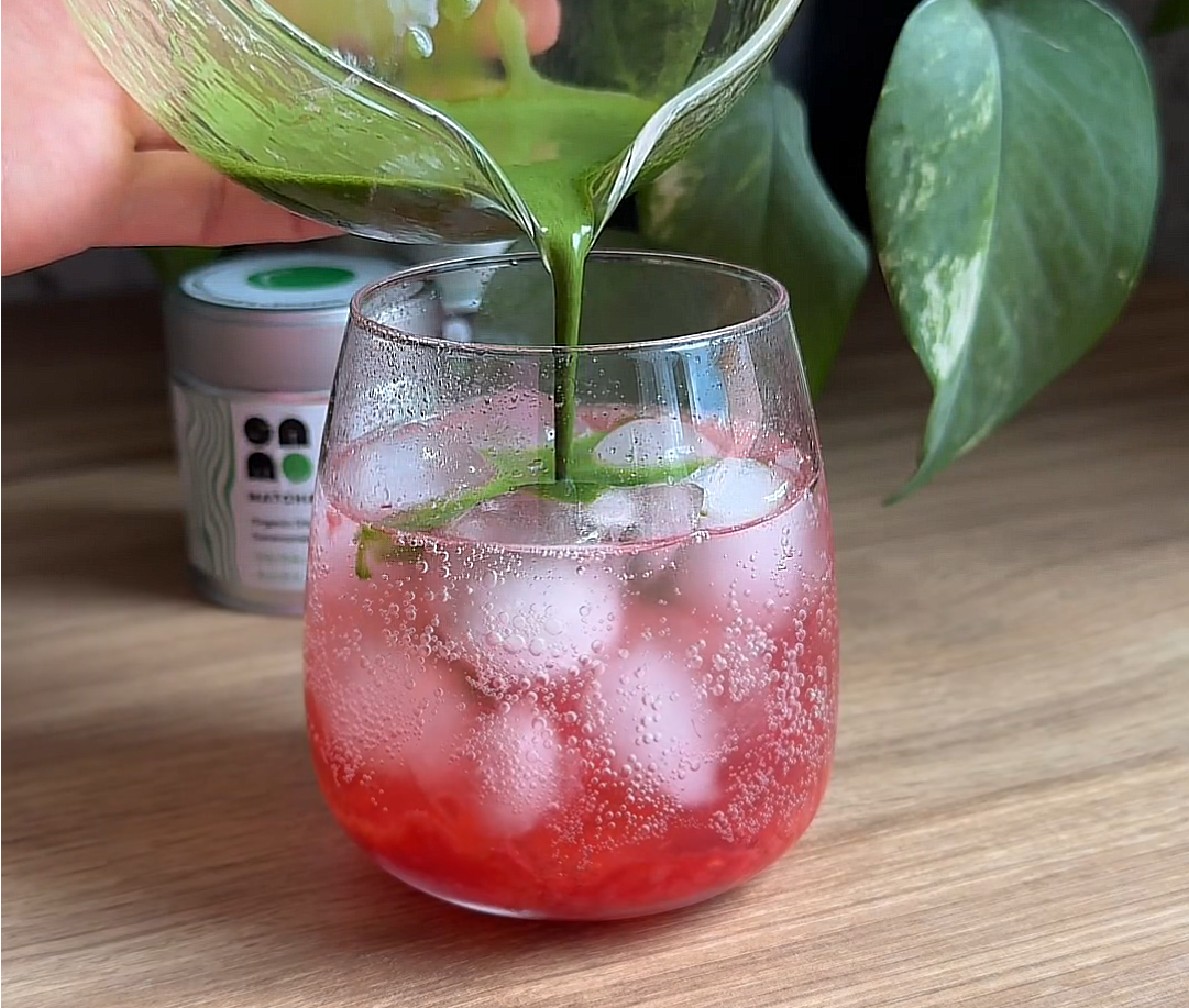 Raspberry Matcha Tonic