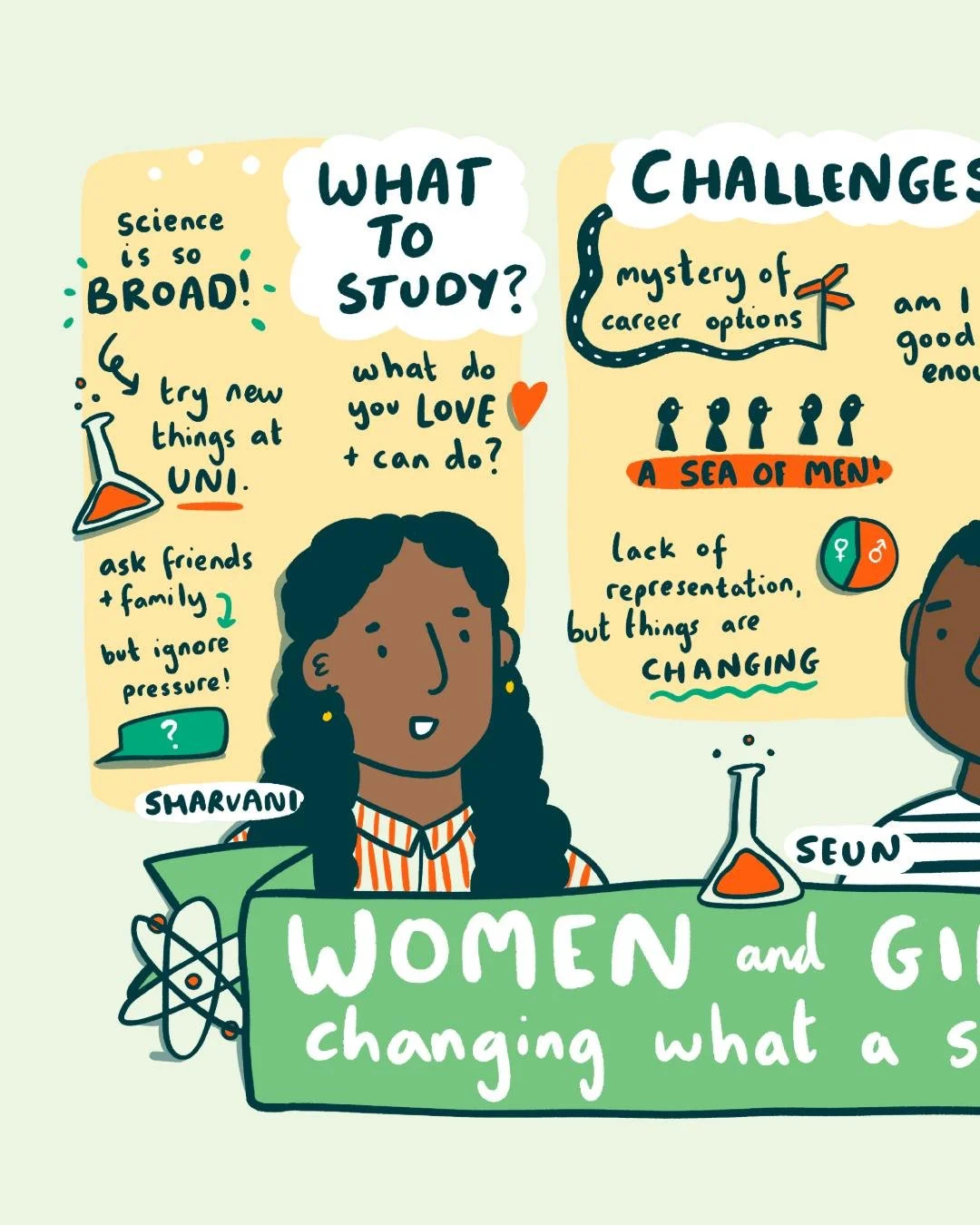 I used to be a woman in STEM... now I just draw them!

In all seriousness I did find it tough working as a woman in a male dominated industry (data science) - the constant feeling of needing to prove myself was exhausting. I'm very happy to have swit