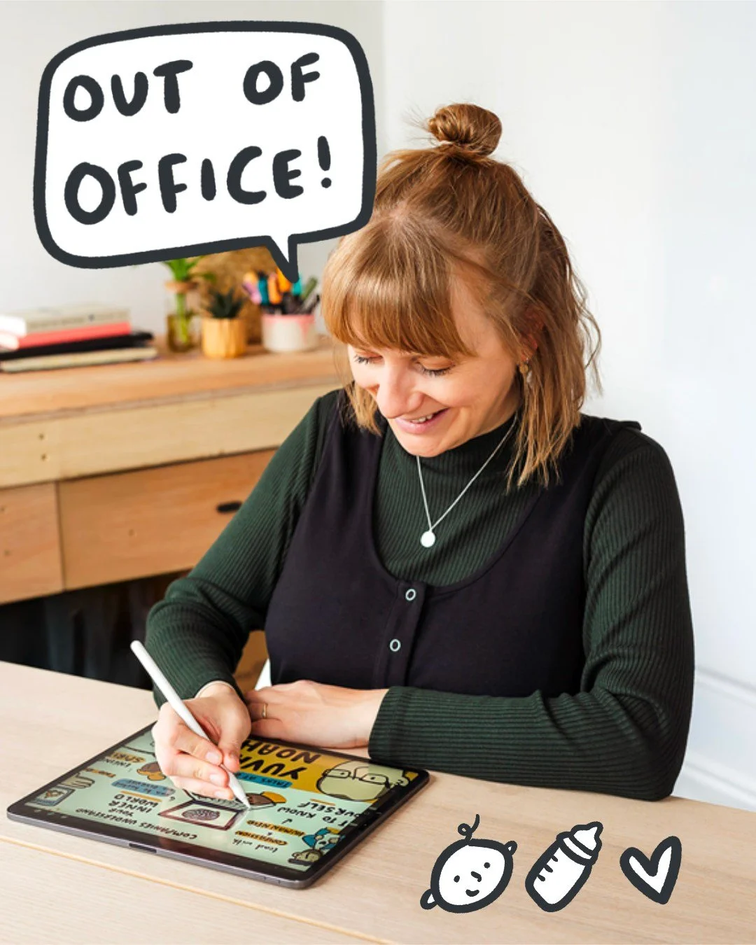 The time has come - I am signing off for maternity leave! I'm planning to return in May 2026. If you'd like to enquire about live illustration for any events in 2026 - please use the form in my links. I'll be off social media during this time (for my