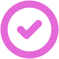 Pink check mark inside a pink circle