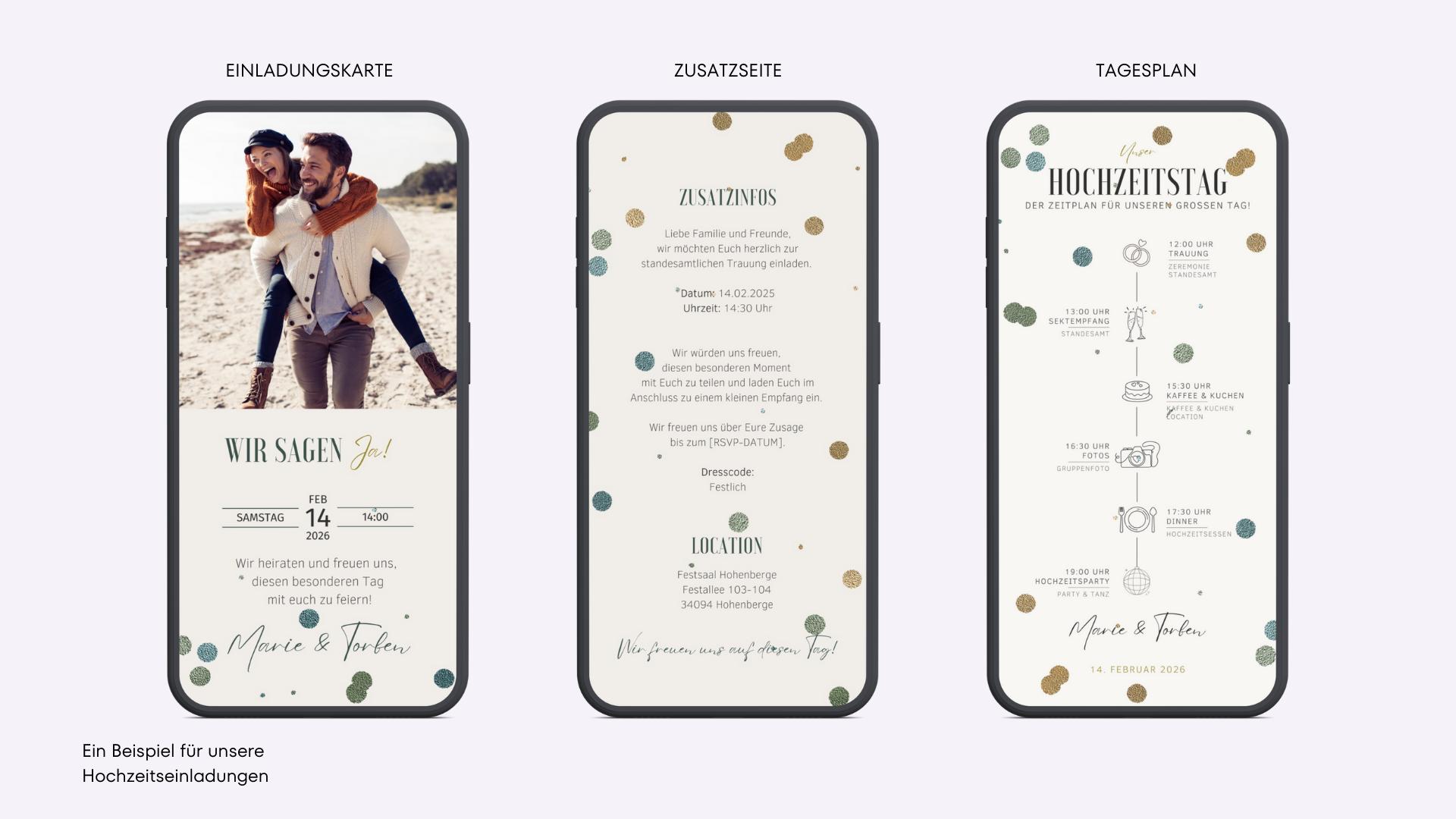Digitale Hochzeit Einladung - Hochzeitseinladung Einladungskarte, personalisiert und individuell gestaltet mit Foto und Text Einladungskarte online einfach selbst gestalten und bequem per Whatsapp