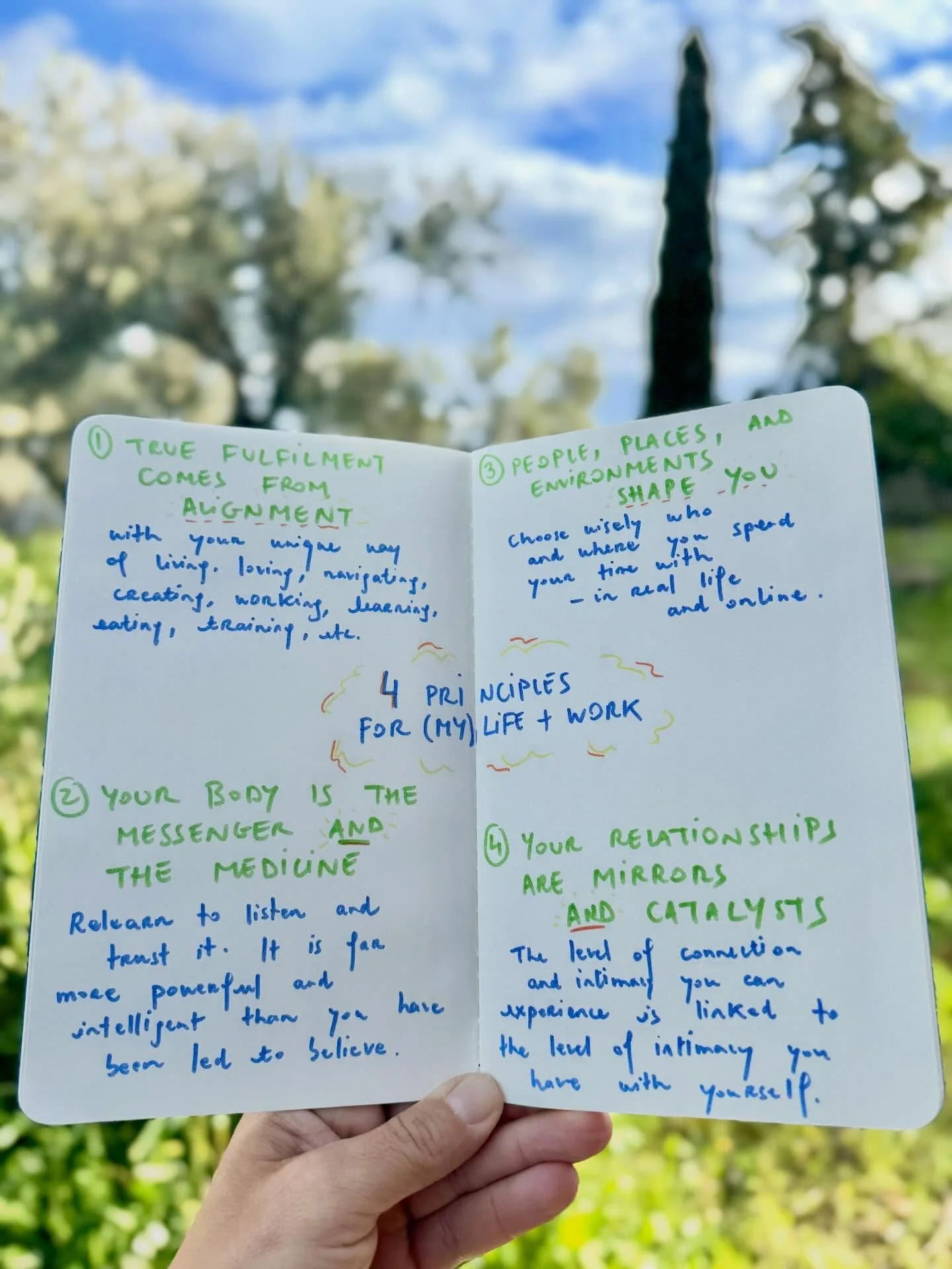 4 Principles of my Life and Work: the foundation of everything I do and believe in. 

1️⃣ True fulfilment comes from alignment - with your own unique energy, body and way of being and doing. 

2️⃣ Your body is the messenger and the medicine - relearn