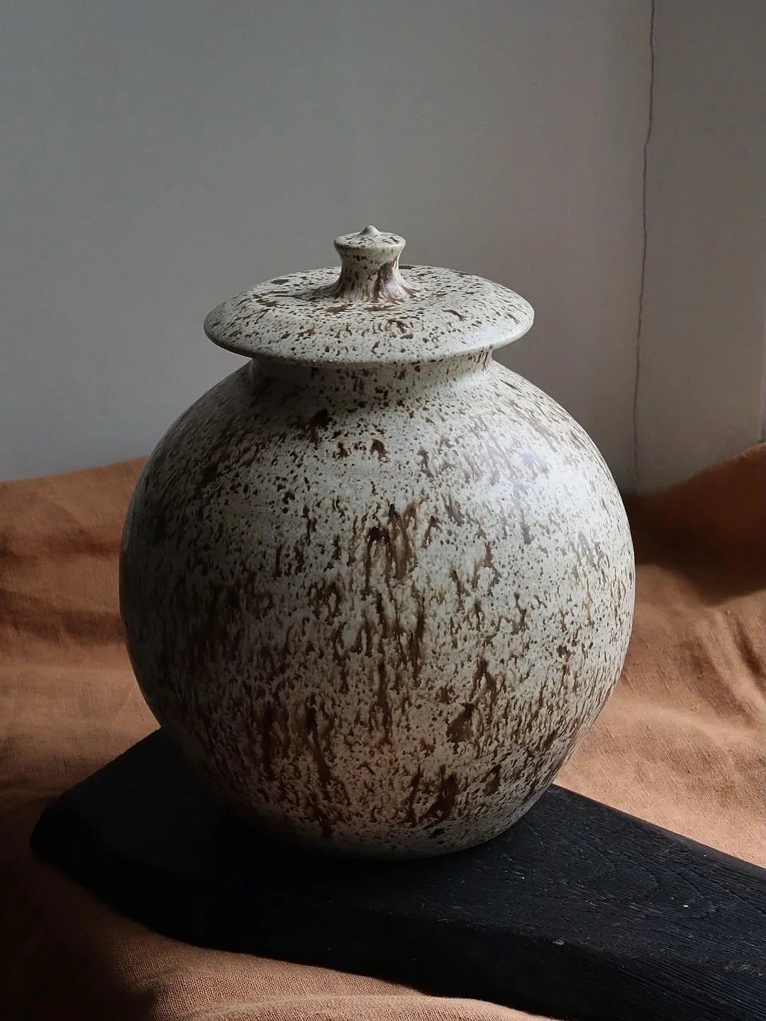 Winter Wood Lidded Moon Jar