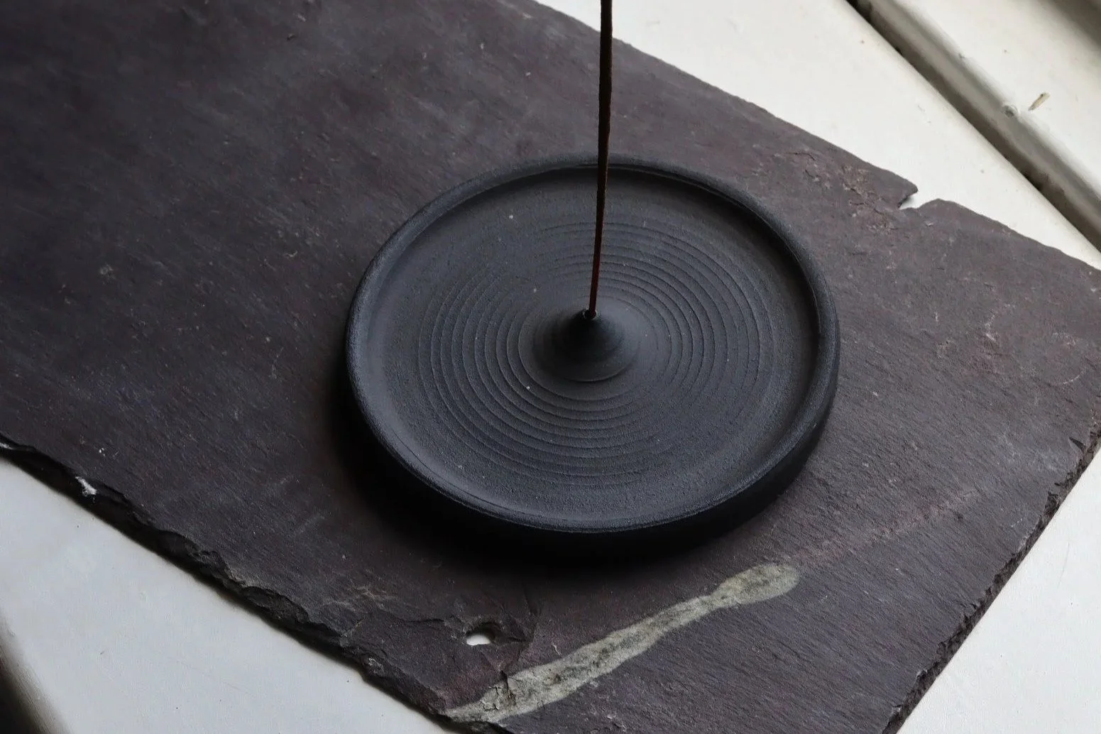 Black Stoneware Incense Holder
