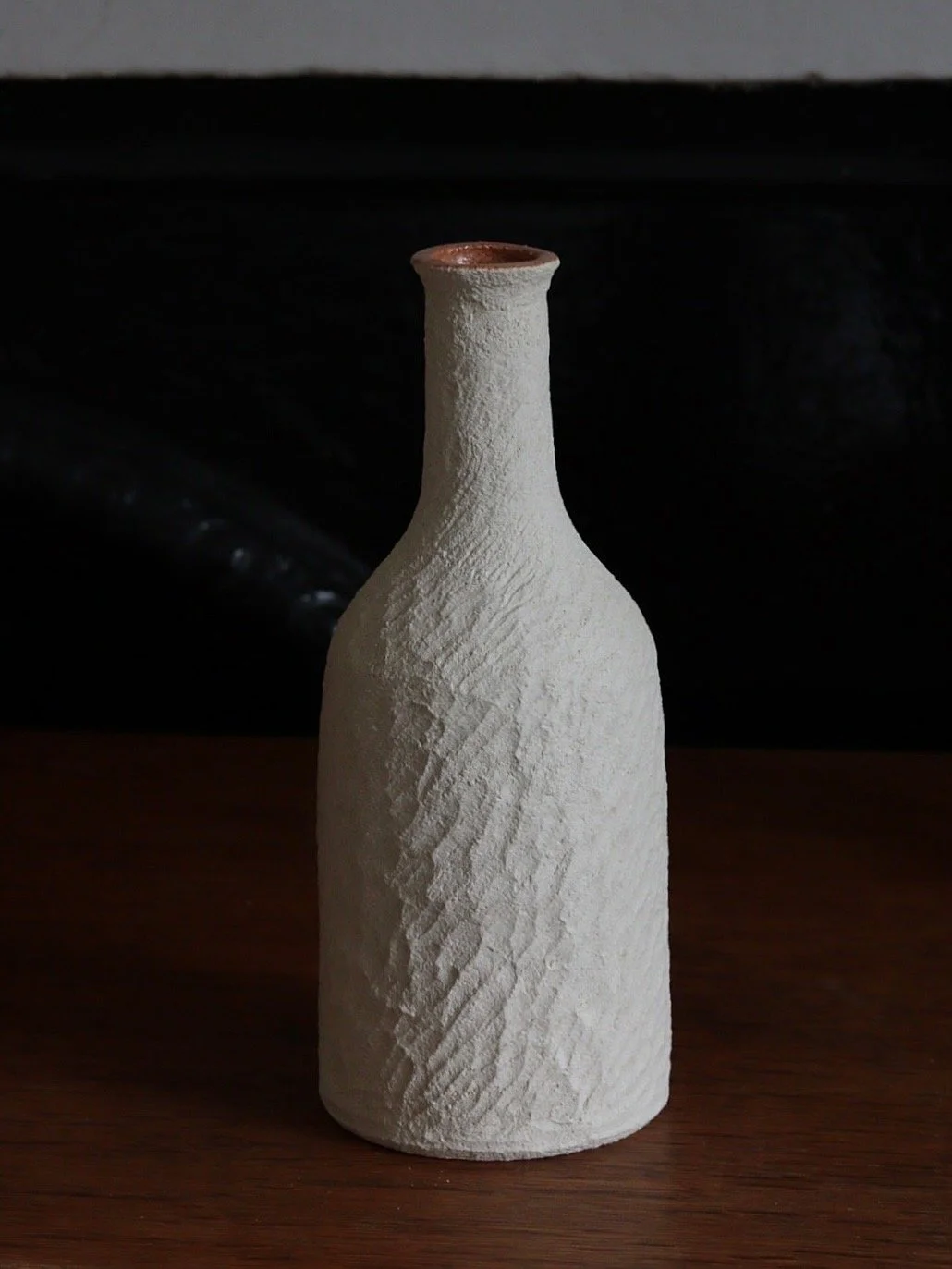 White Stoneware Bottle Vase