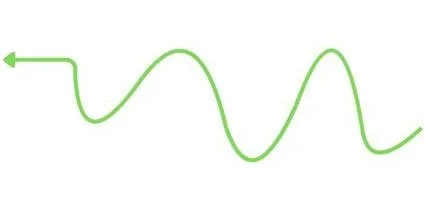 Light green, wavy line with an arrow on the end, located under the title ‘Portfolio’.