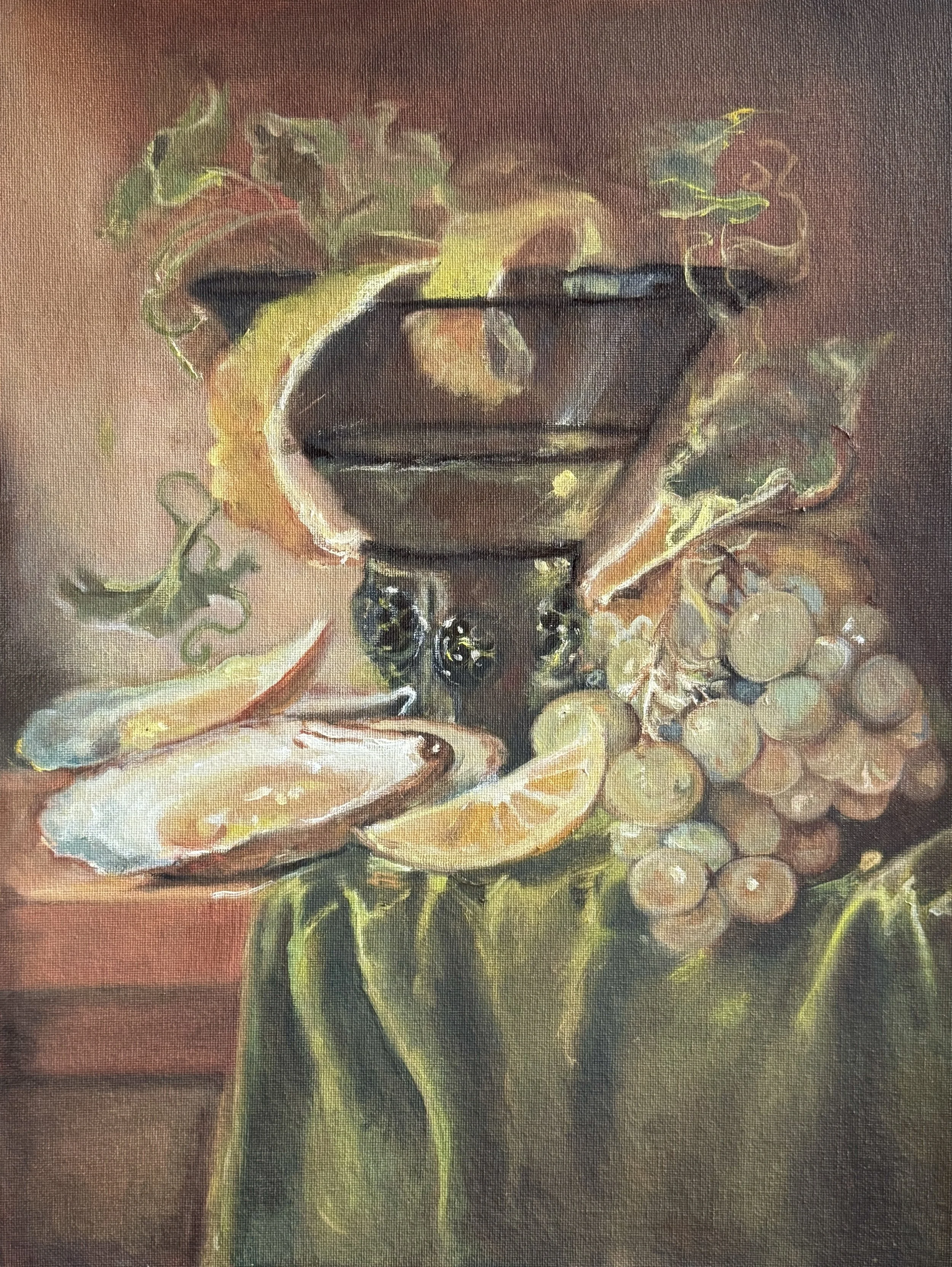 Still Life With A Glass And Oysters, Jan Davidsz de Heem_Copiest_Oil on panel_ 12” x 16”