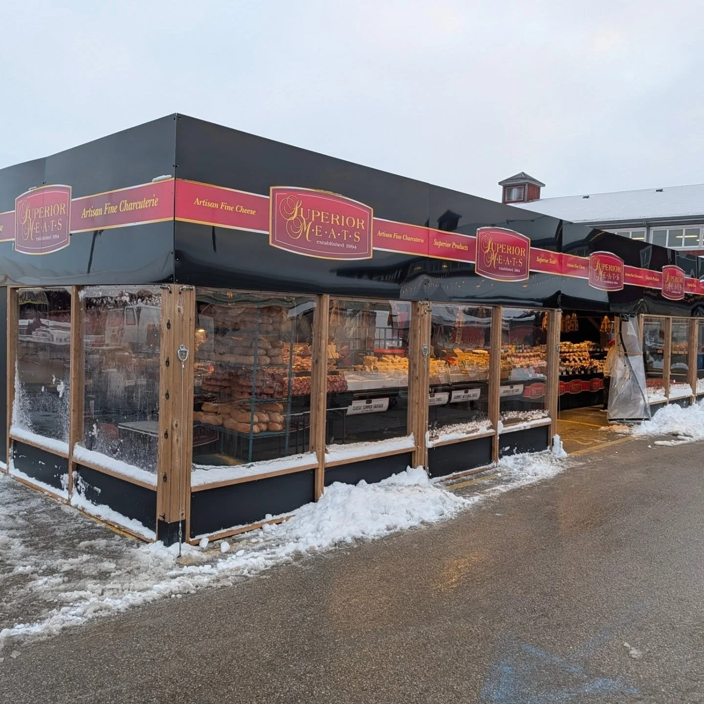 We created removable wall panels fto winterize our St Jacobs market project for Superior meats.