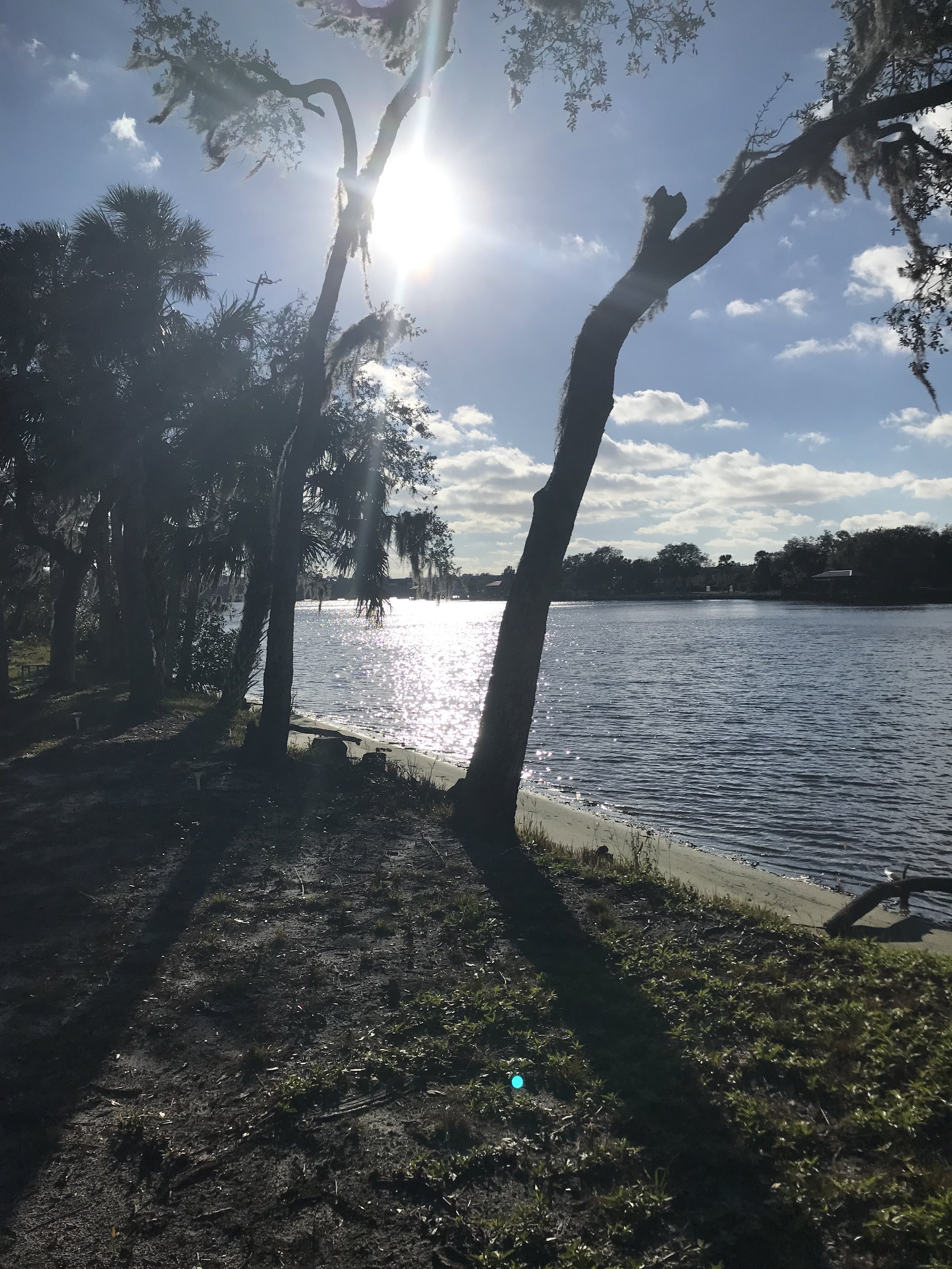 I walked along a beautiful lake as the sun raised.