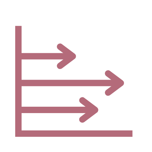 Graph with three rightward arrows pointing to the right, indicating movement or progress.
