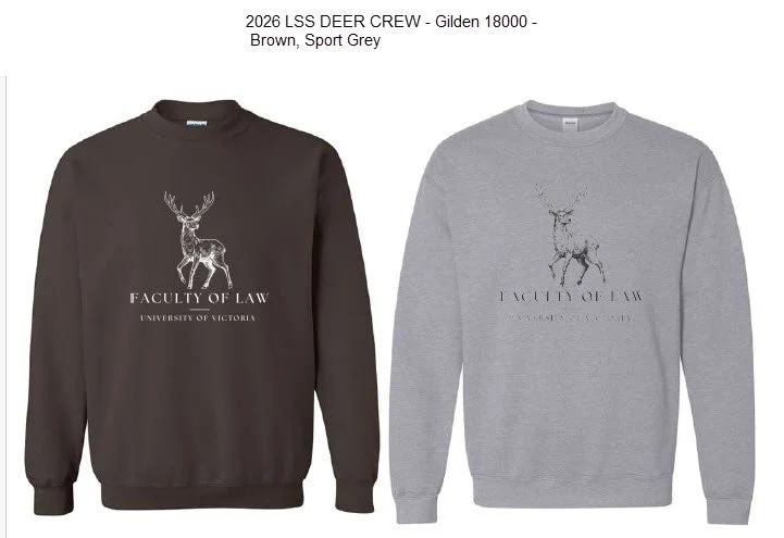 2026 UVic Law Student Society Deer Crewneck Sweatshirt