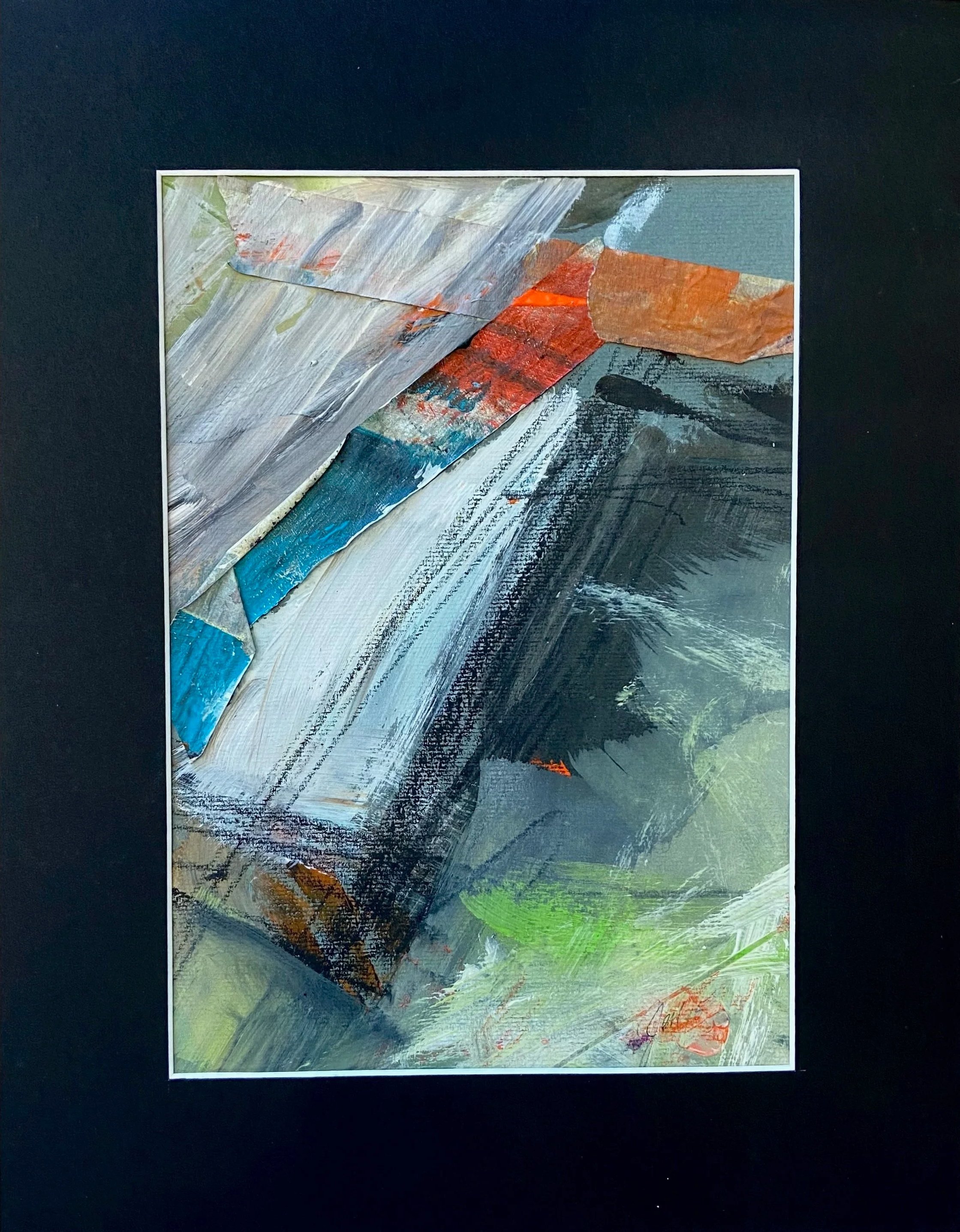 Into the Fray-  10x7in.(image), 14x11in.(matt),collage, acrylic. $95