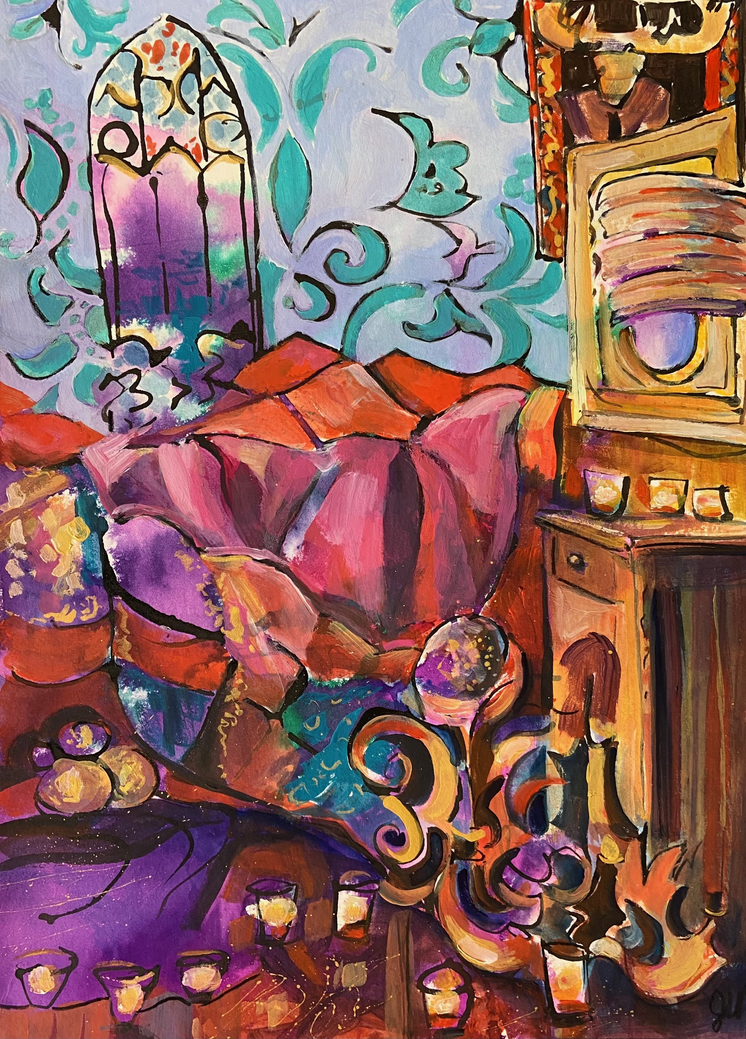  Gypsy Caravan- acrylic on paper, 16x12in., $800