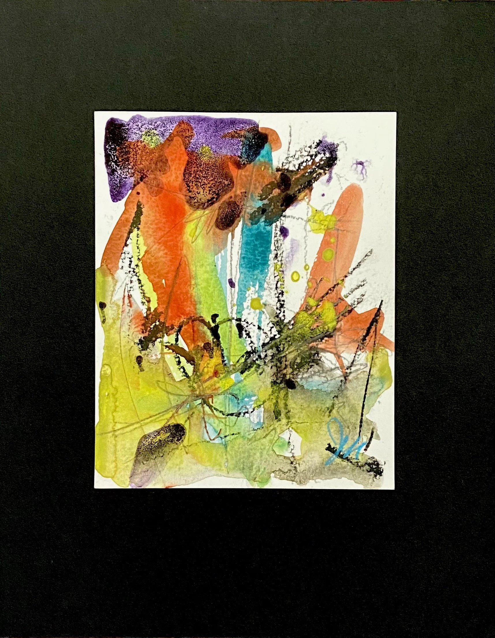 Foret Noir- 
5x6in.(image),10x10in.(matt), charcoal, watercolour. $45