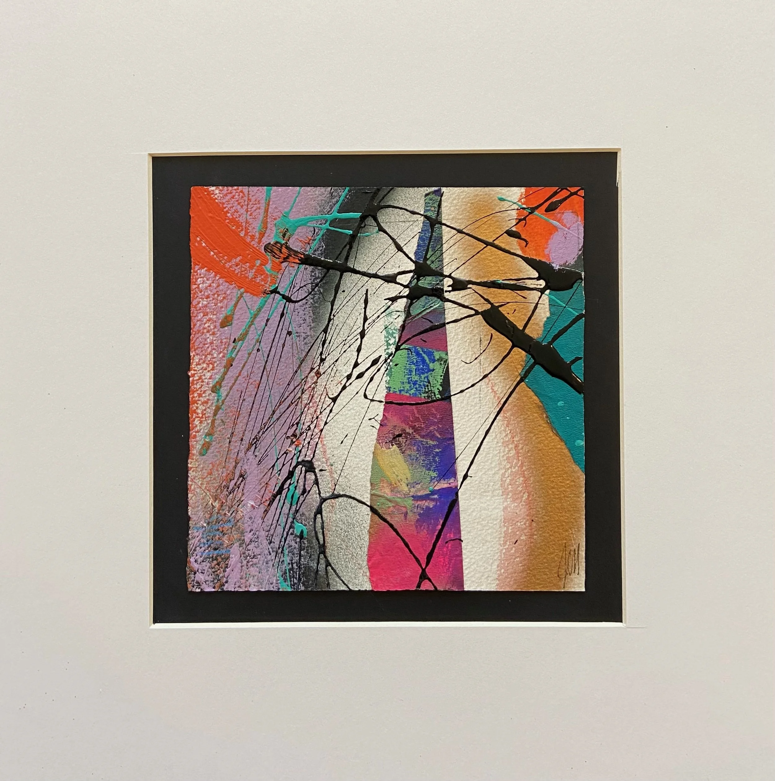 Space Between-7.5x7in.(image), 12x12in.(matt), acrylic, collage, ink. $95