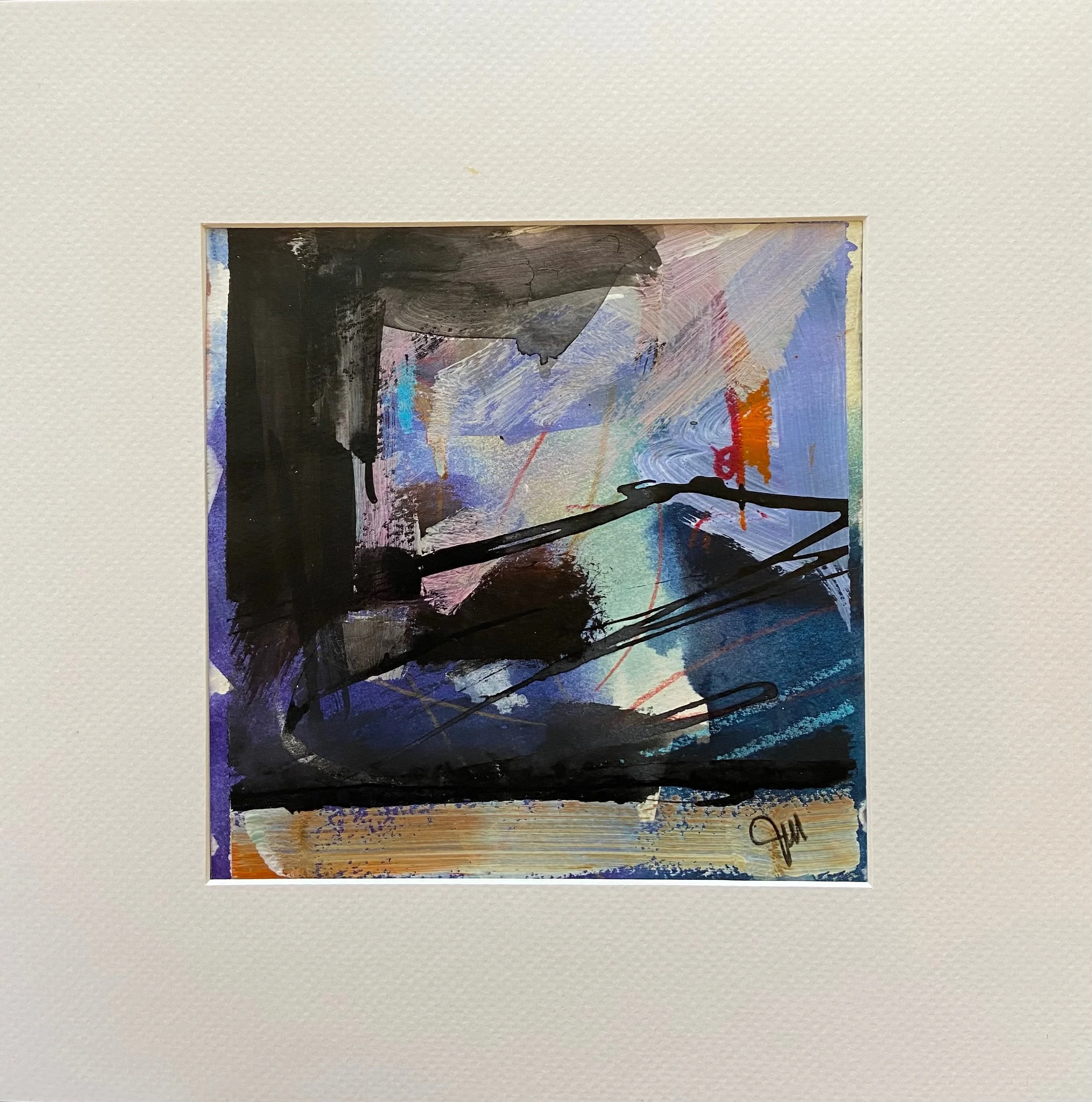 Knight's Table-7.5x7in.(image), 12x12in.(matt), acrylic, collage, ink. $95