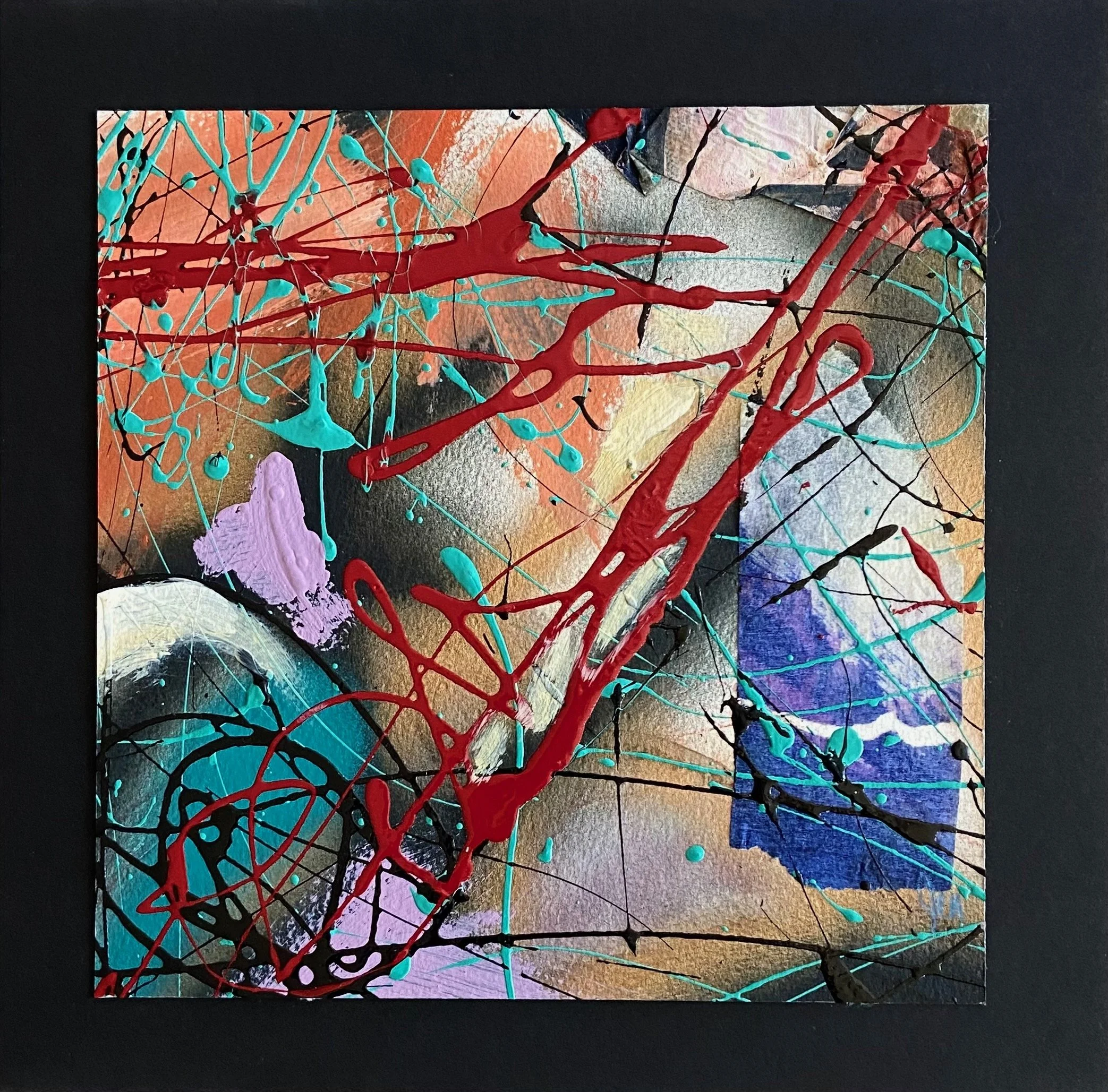 The Mechanic, 8x8in.(image),10x10in.(matt), mixed media collage and oil. $45